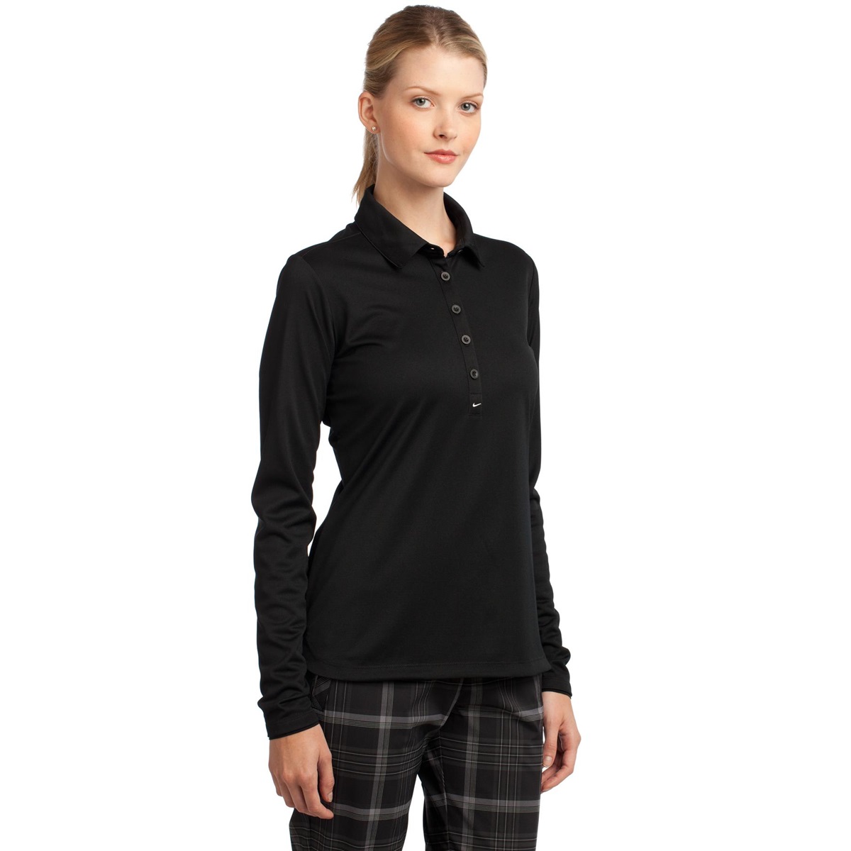 Nike 545322 Ladies Long Sleeve Dri Fit Stretch Tech Polo Black 