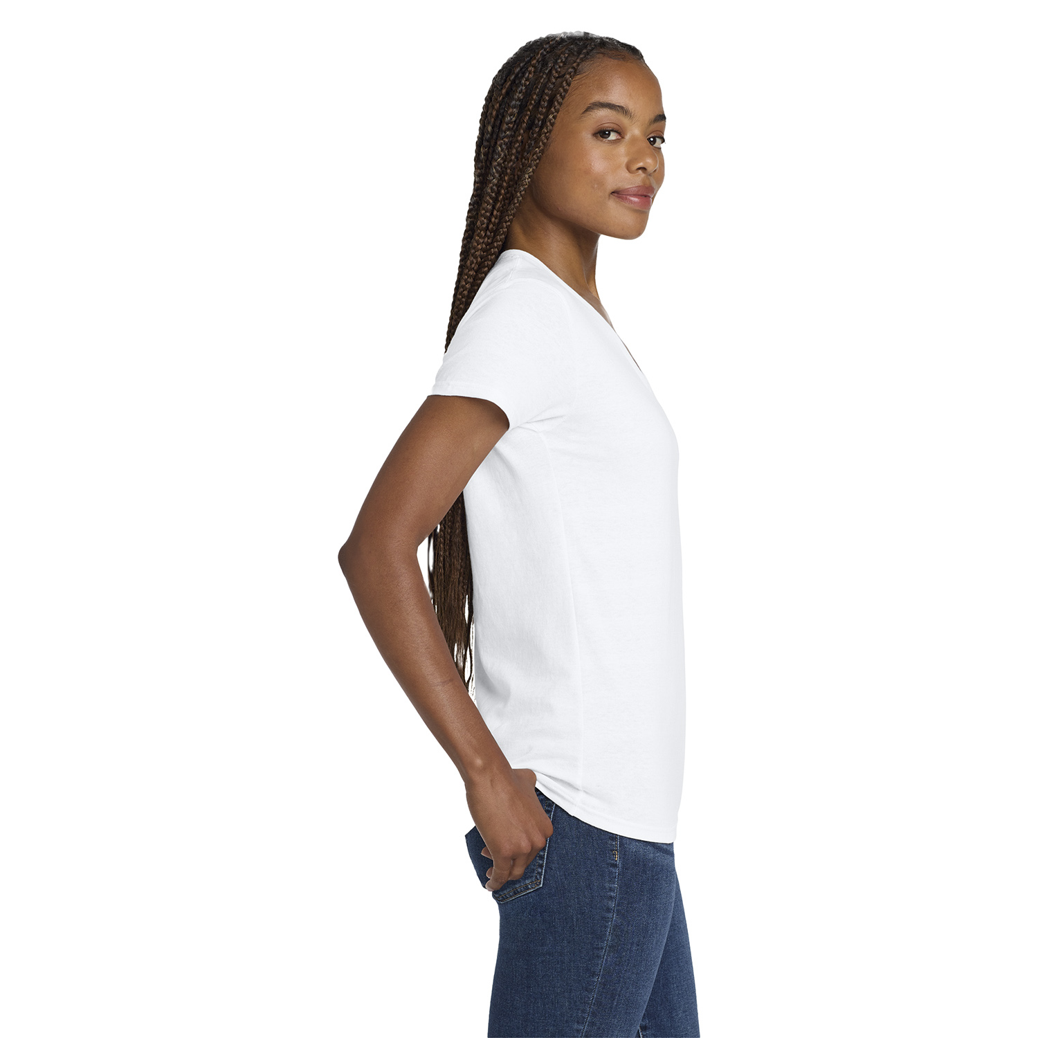 Gildan 5V00L Ladies Heavy Cotton V-Neck T-Shirt - White | Full Source