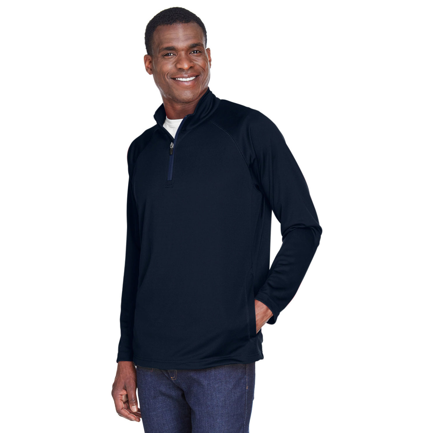 Devon & Jones DG440 Men's Stretch Tech-Shell Compass 1/4-Zip - Navy ...