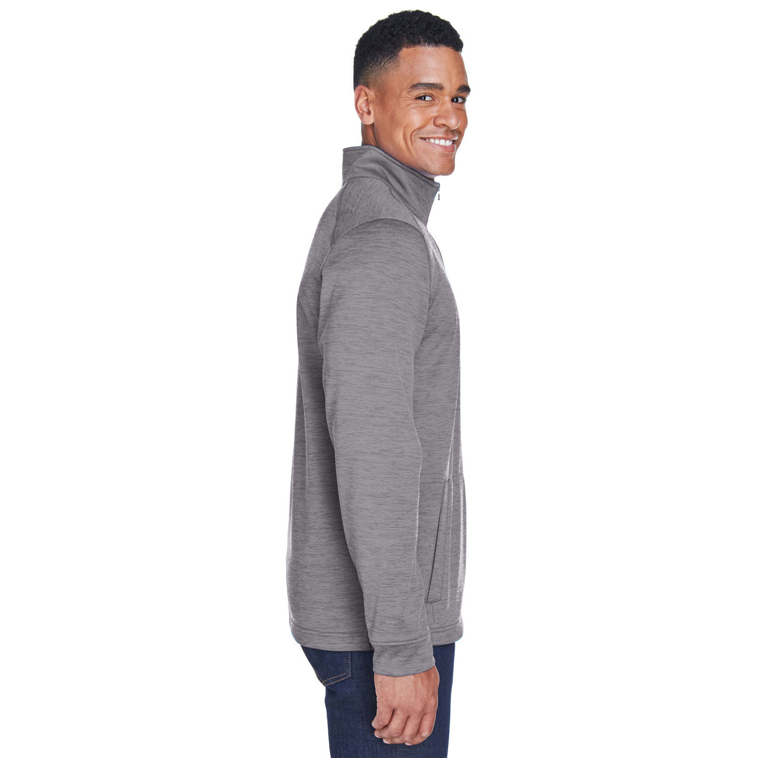 Devon & Jones DG798 Men's Newbury Melange Fleece 1/4-Zip - Dark Grey ...