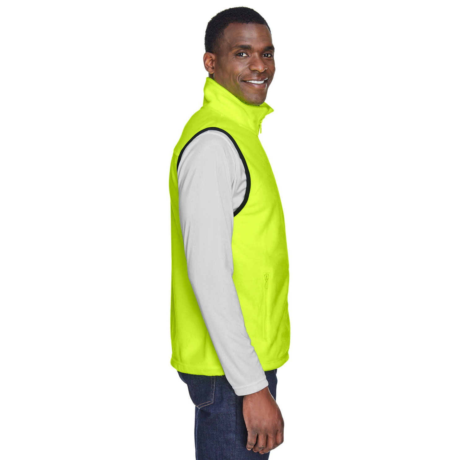 Harriton M985 Adult 8 oz. Fleece Vest Safety Yellow Full Source