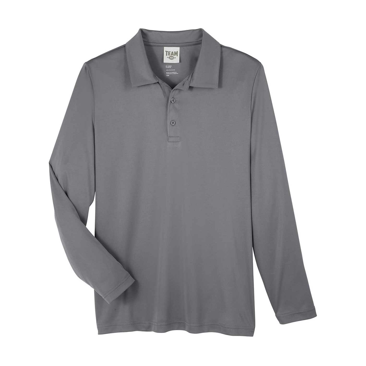 Team 365 TT51L Men's Zone Performance Long Sleeve Polo - Sport Graphite ...