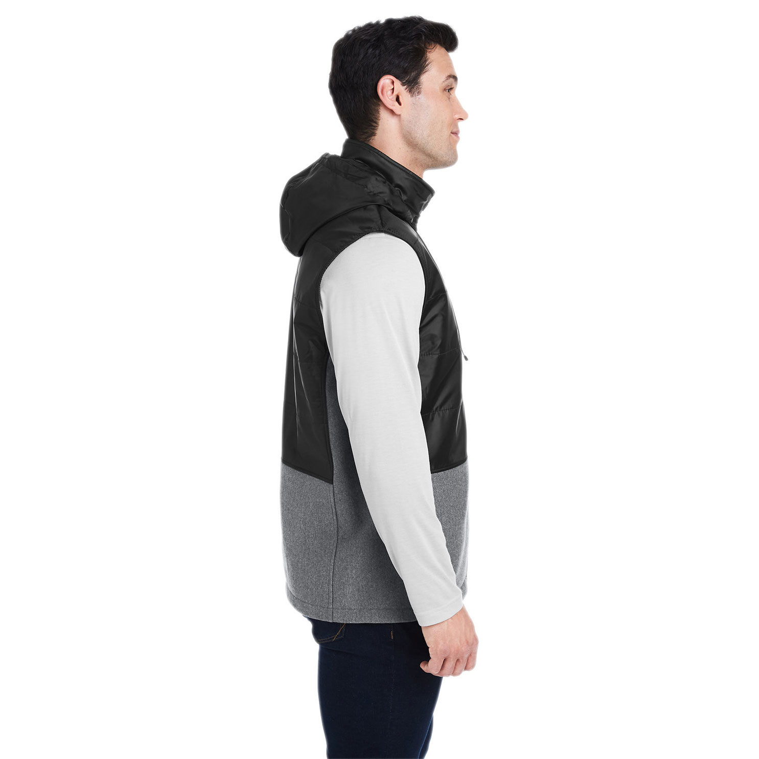 Team 365 TT99 Unisex Zone HydroSport Hybrid Vest - Dark Grey Heather/Black