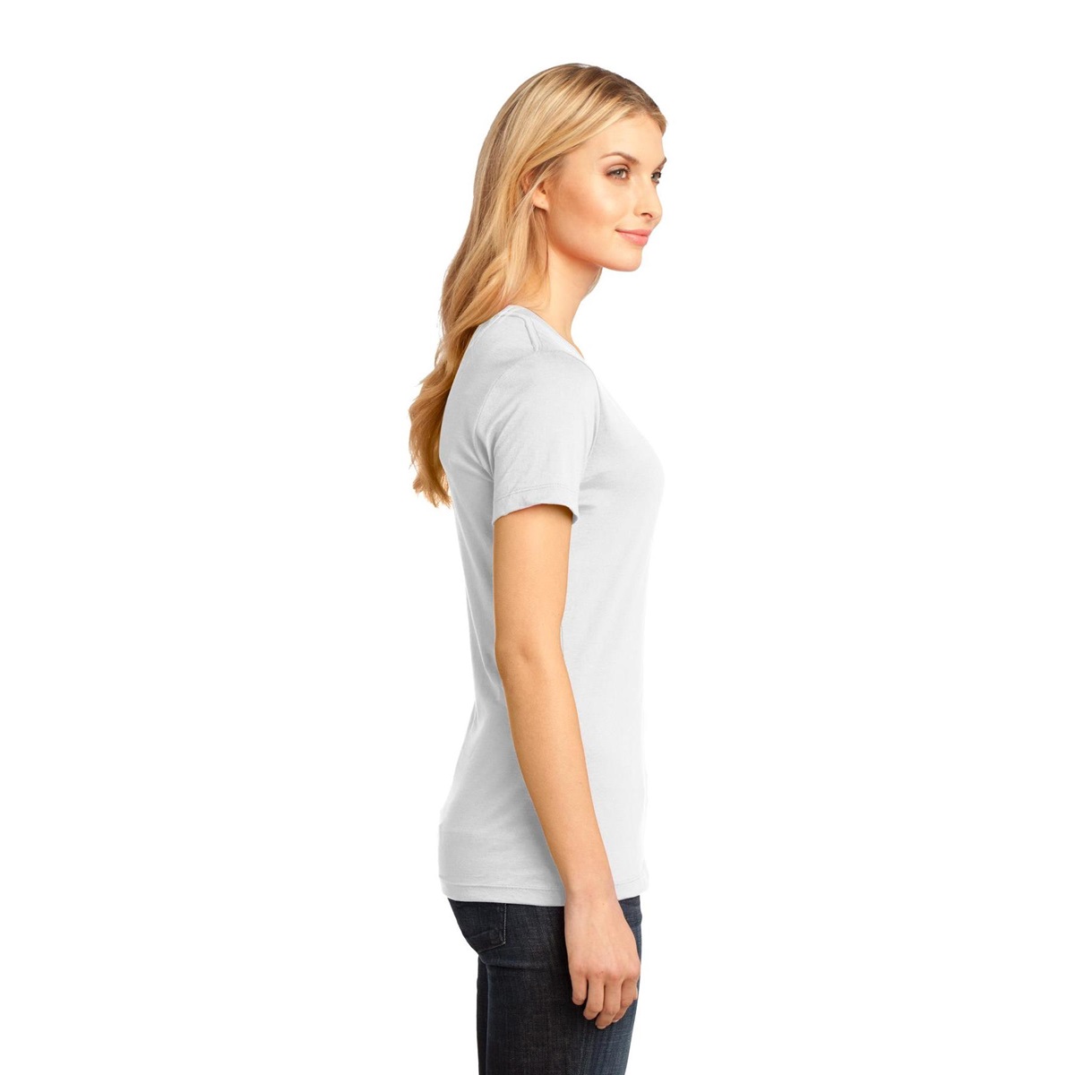 District Made DM1170L Ladies Perfect Weight V-Neck Tee - Bright White ...