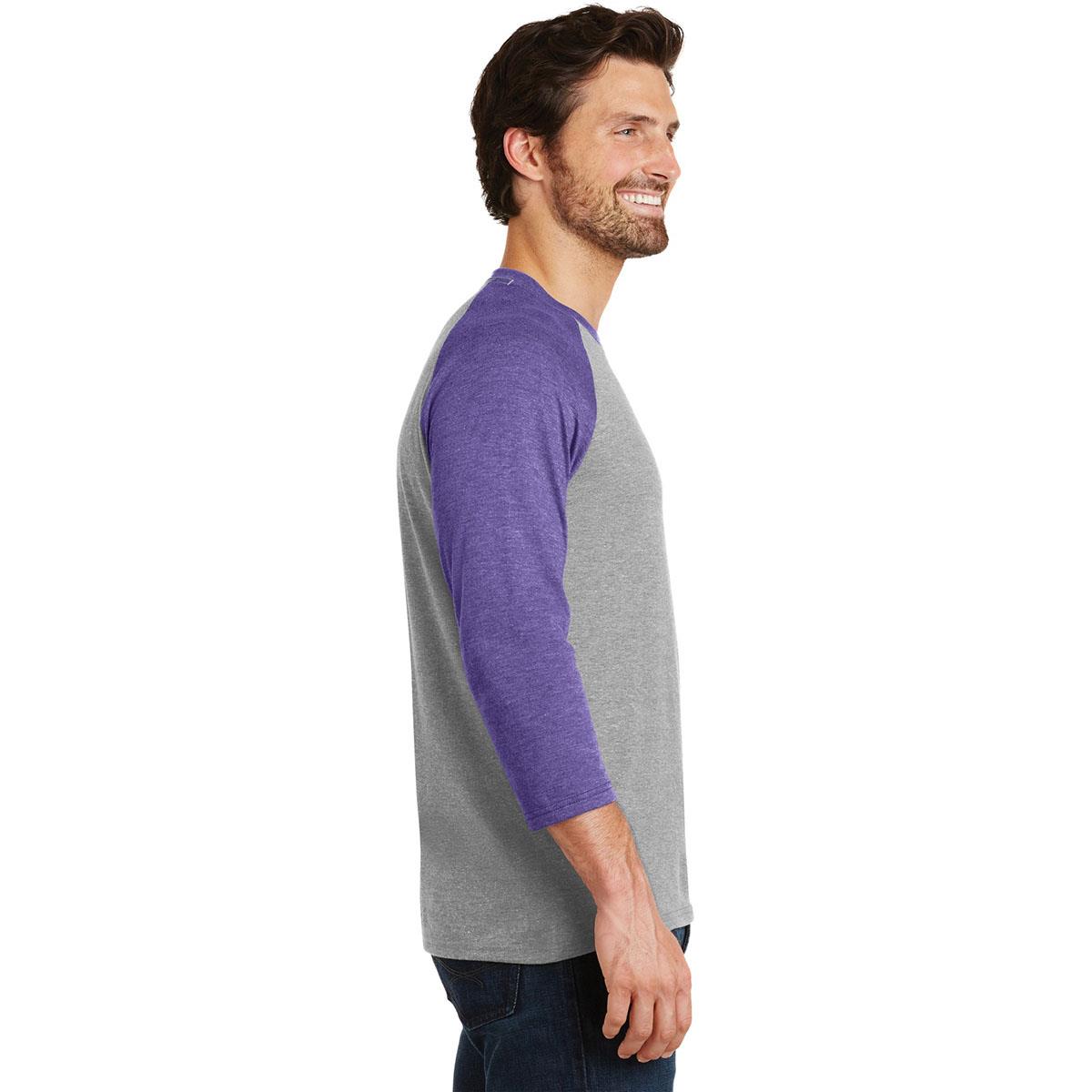 purple and grey raglan shirt