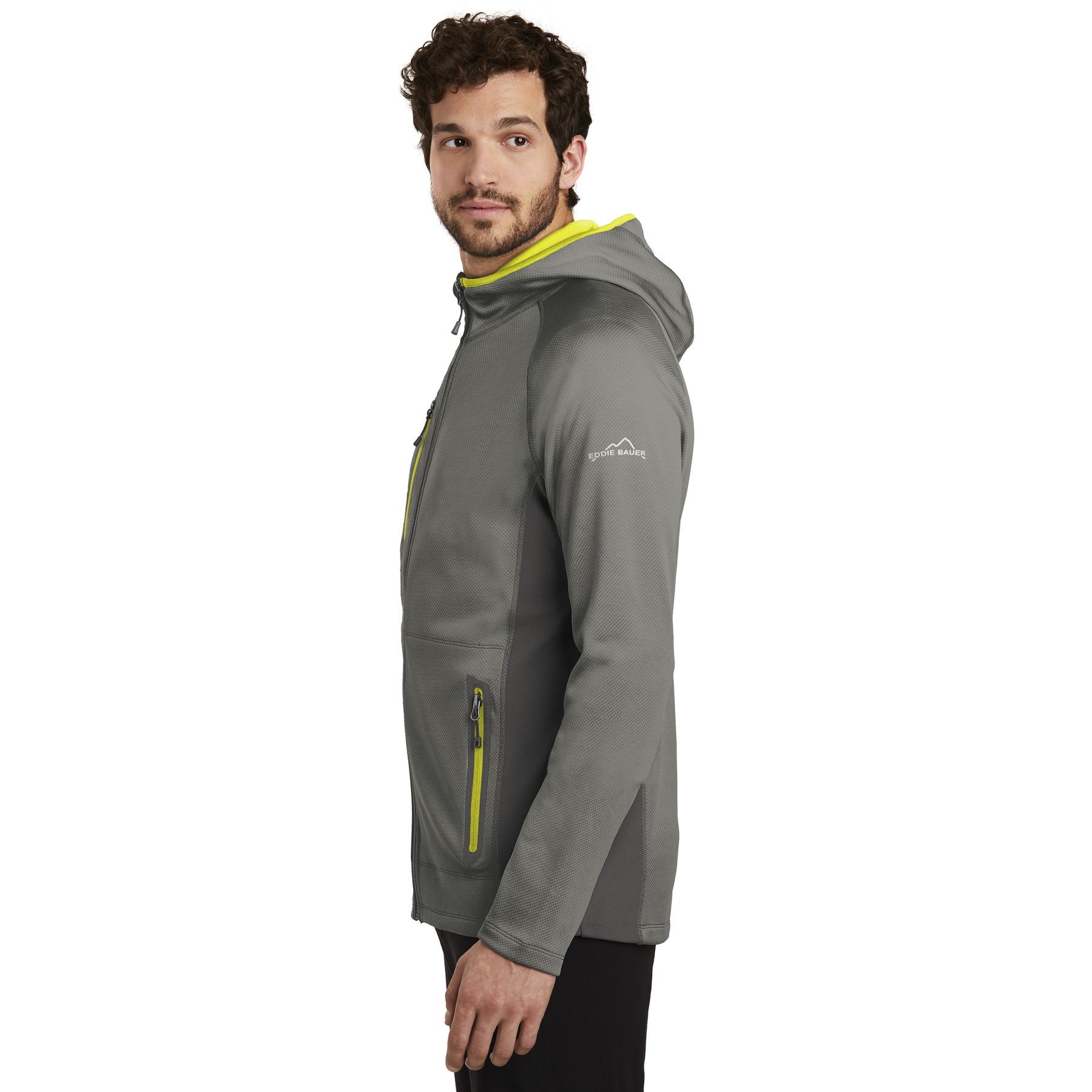 Eddie Bauer EB244 Sport Hooded Full-Zip Fleece Jacket - Metal Grey/Grey  Steel/Citron