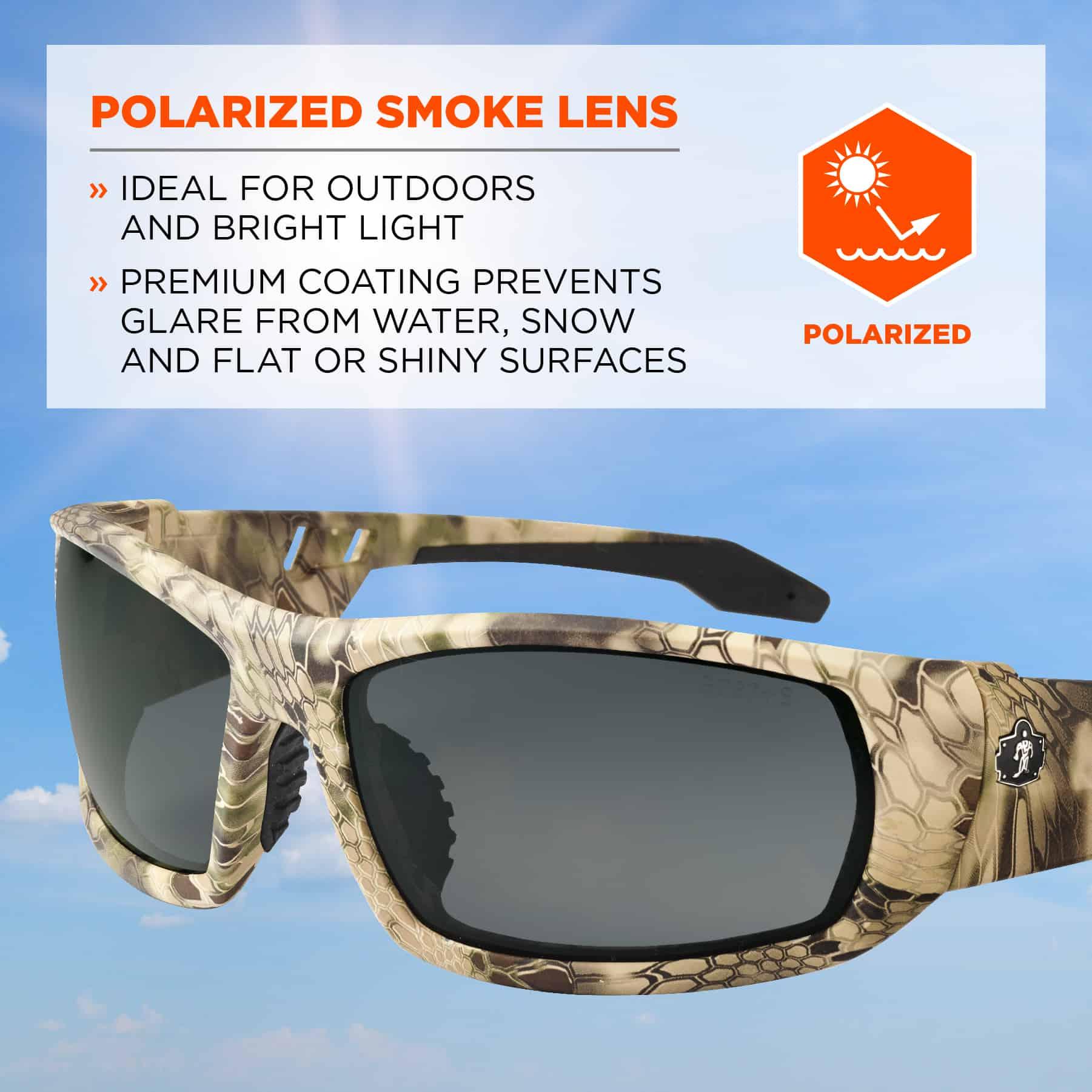 Ergodyne Skullerz Odin Polarized Smoke Lens Kryptek Highlander Safety Glasses