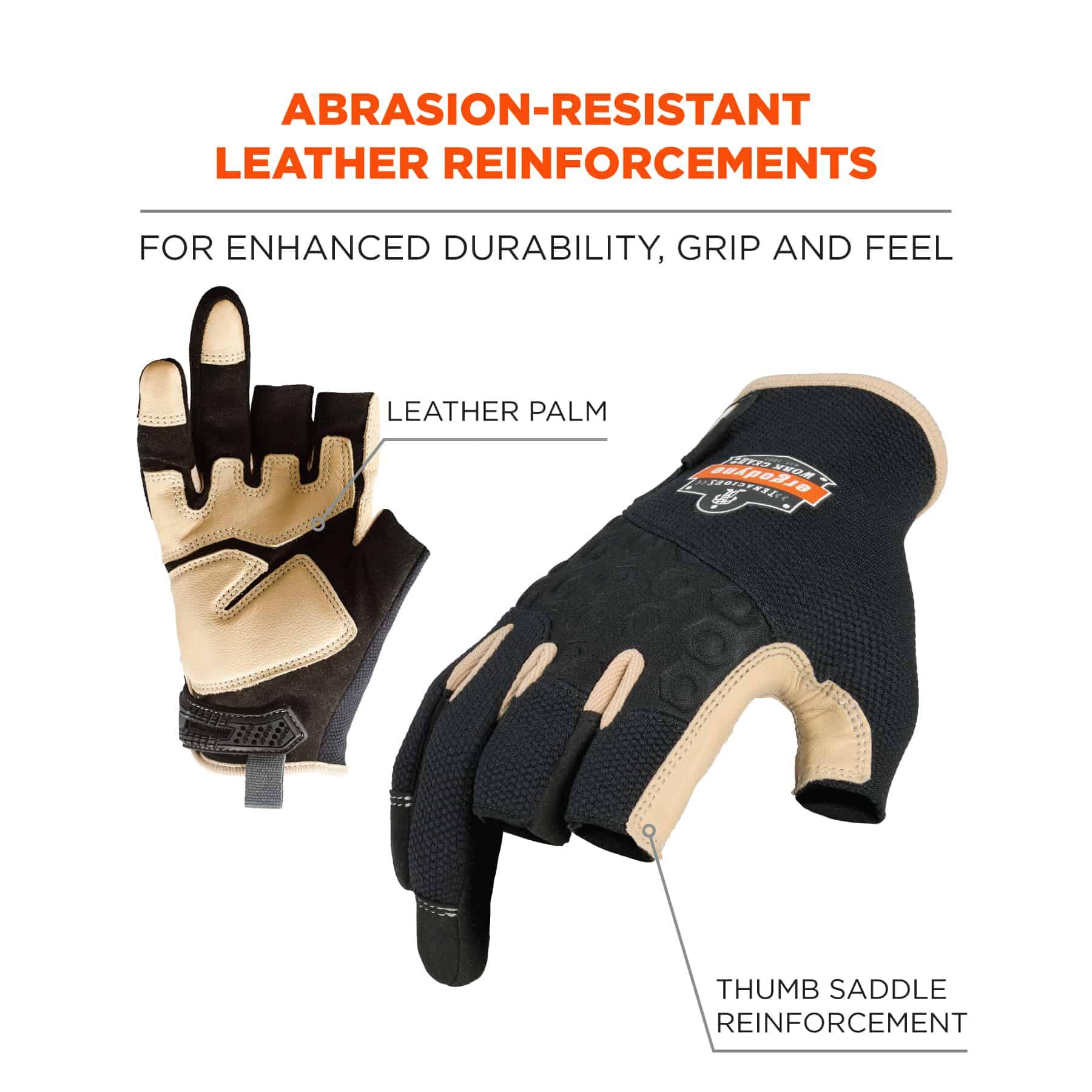ProFlex 720LTR Heavy-Duty Leather-Reinforced Framing Gloves, Black, Medium, Pair, Ships in 1-3 Business Days