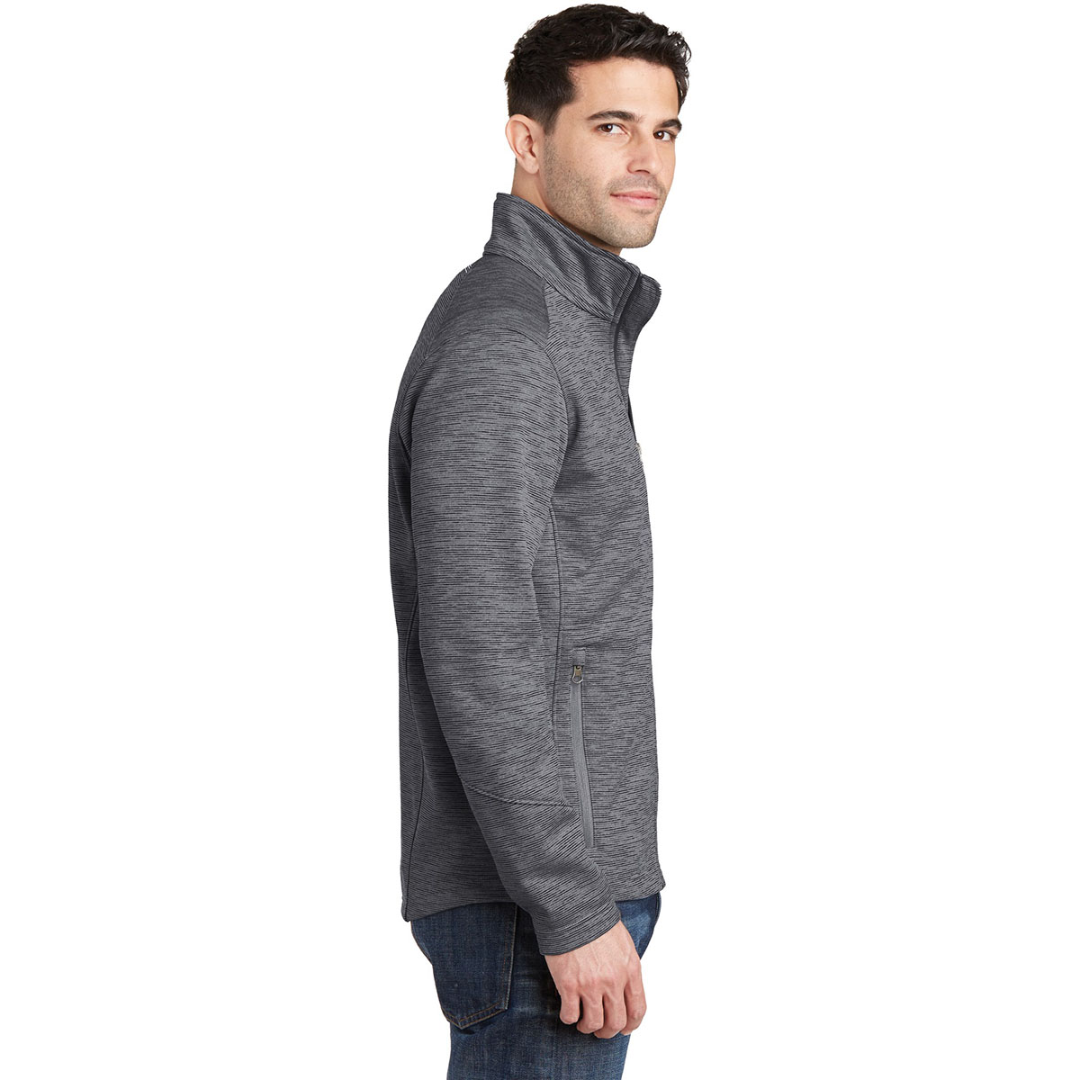 Port Authority F231 Digi Stripe Fleece Jacket - Black | Full Source