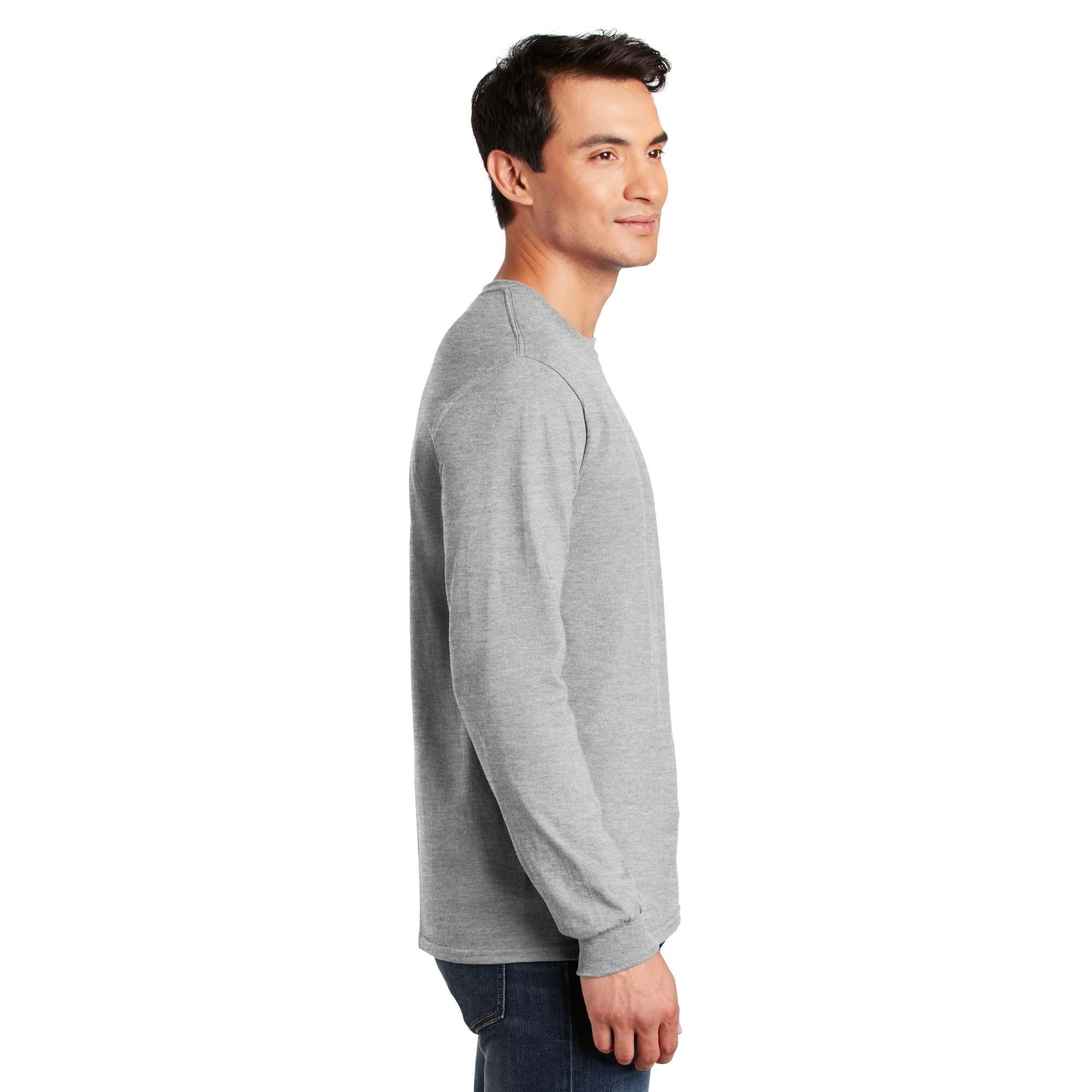 Gildan Men’s Ultra Cotton Long Sleeve T-Shirt – 2-Pack In Cardinal & Ash Grey (Large)