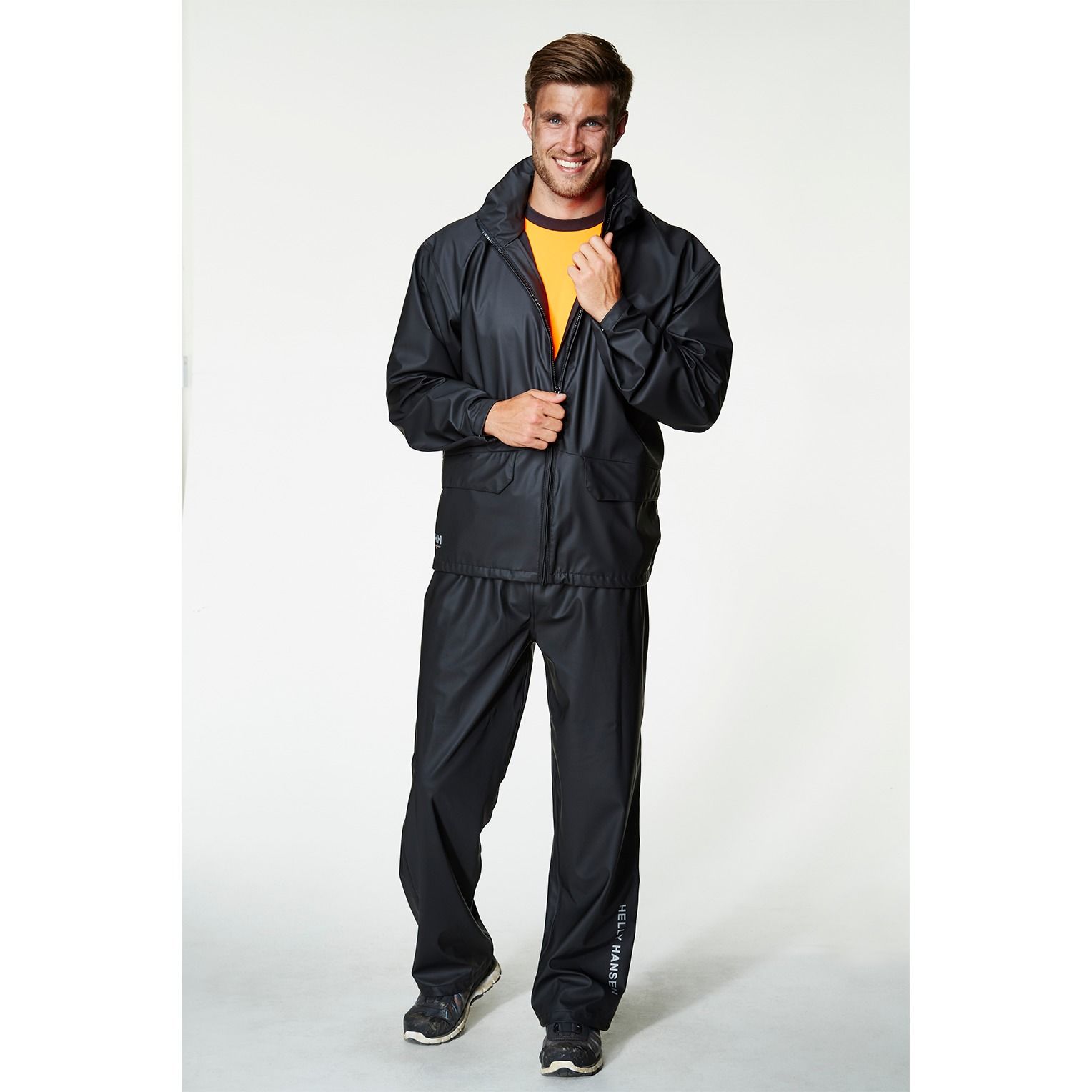 rainページ Helly Hansen 70180 Voss Waterproof PU Rain Jacket - Black | Full