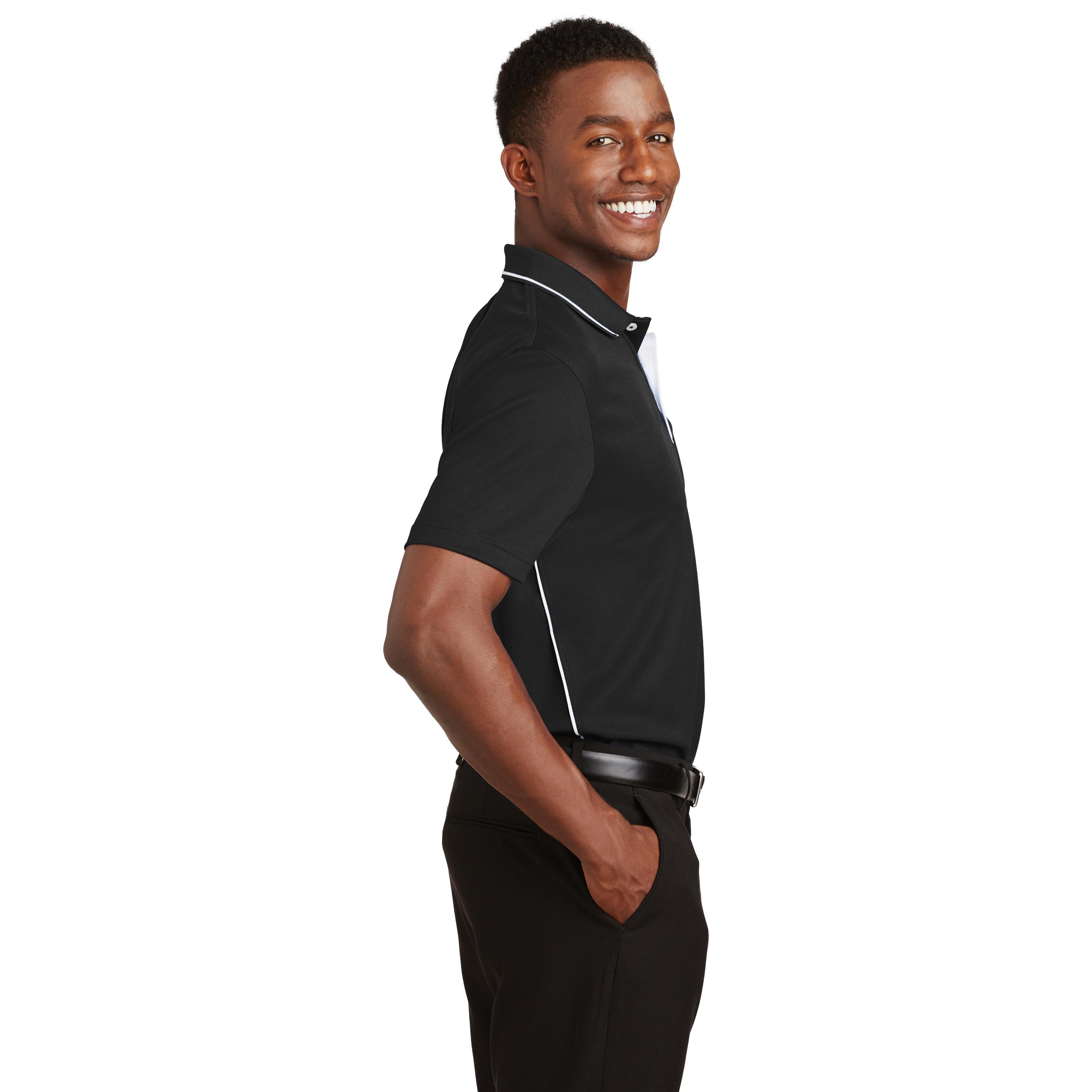 Sport-Tek K467 Dri-Mesh Polo with Tipped Collar and Piping - Black