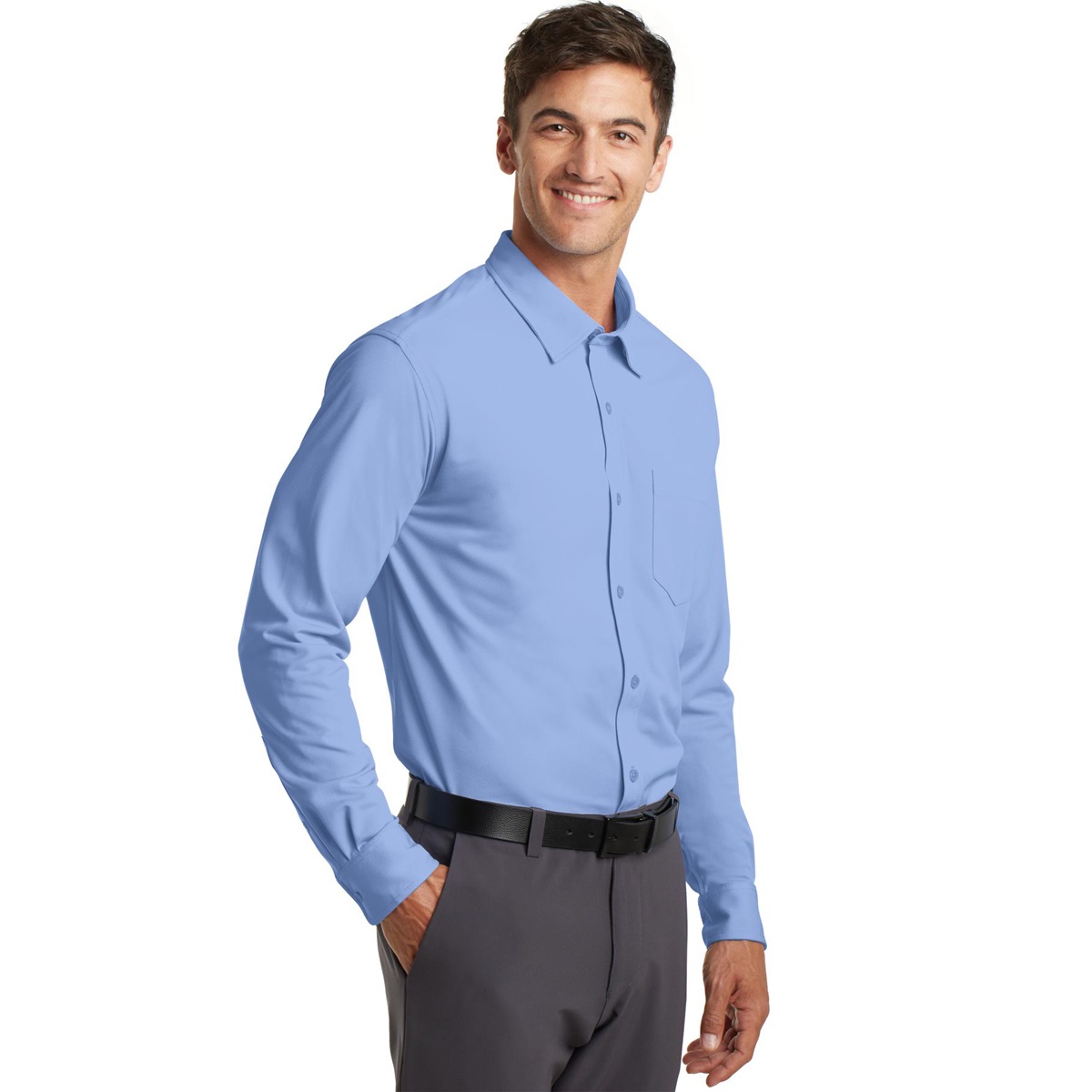 Port Authority K570 Dimension Knit Dress Shirt - Dress Shirt Blue ...