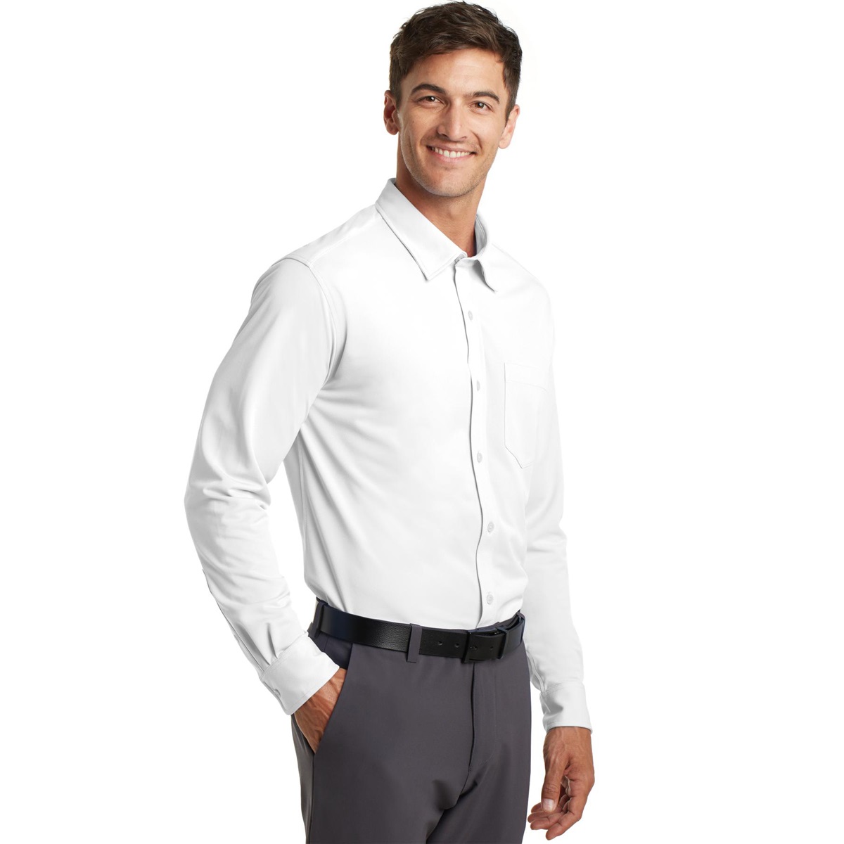 Port Authority K570 Dimension Knit Dress Shirt - White | Full Source