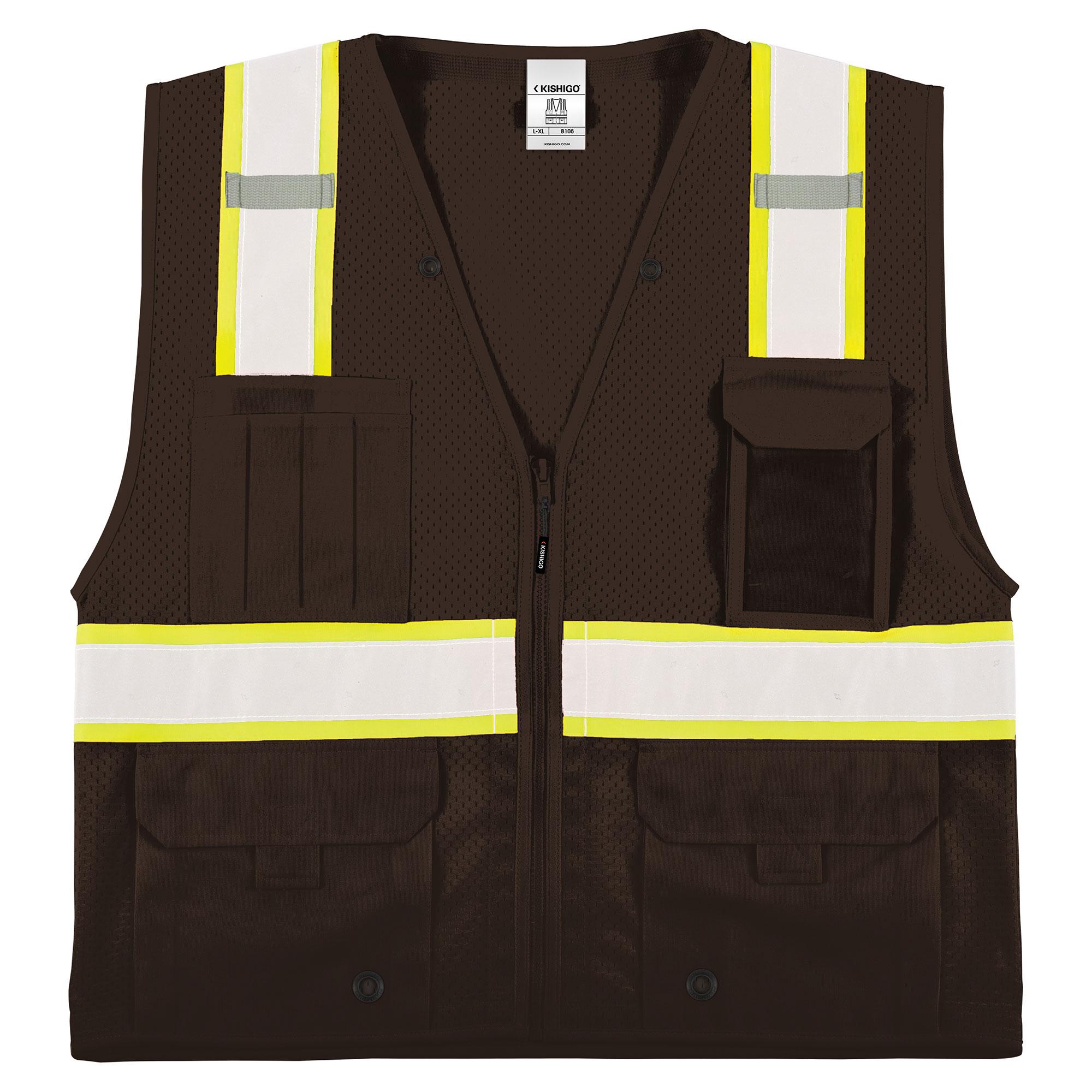 ★ヒョナ着用★【COTCHS】★TAKE THE RISK MESH TO.P★ Kishigo Black Enhanced Visibility Men's Vest B100, Multi