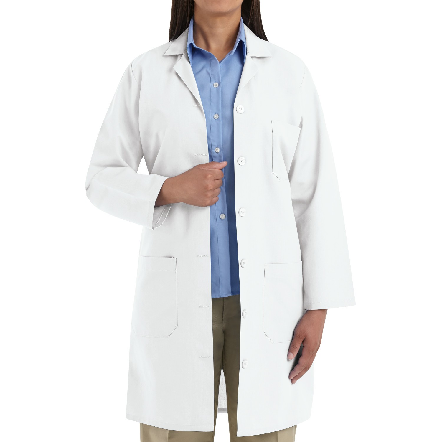 Red Kap KP13 Women's Button Front Lab Coat - White | Full Source