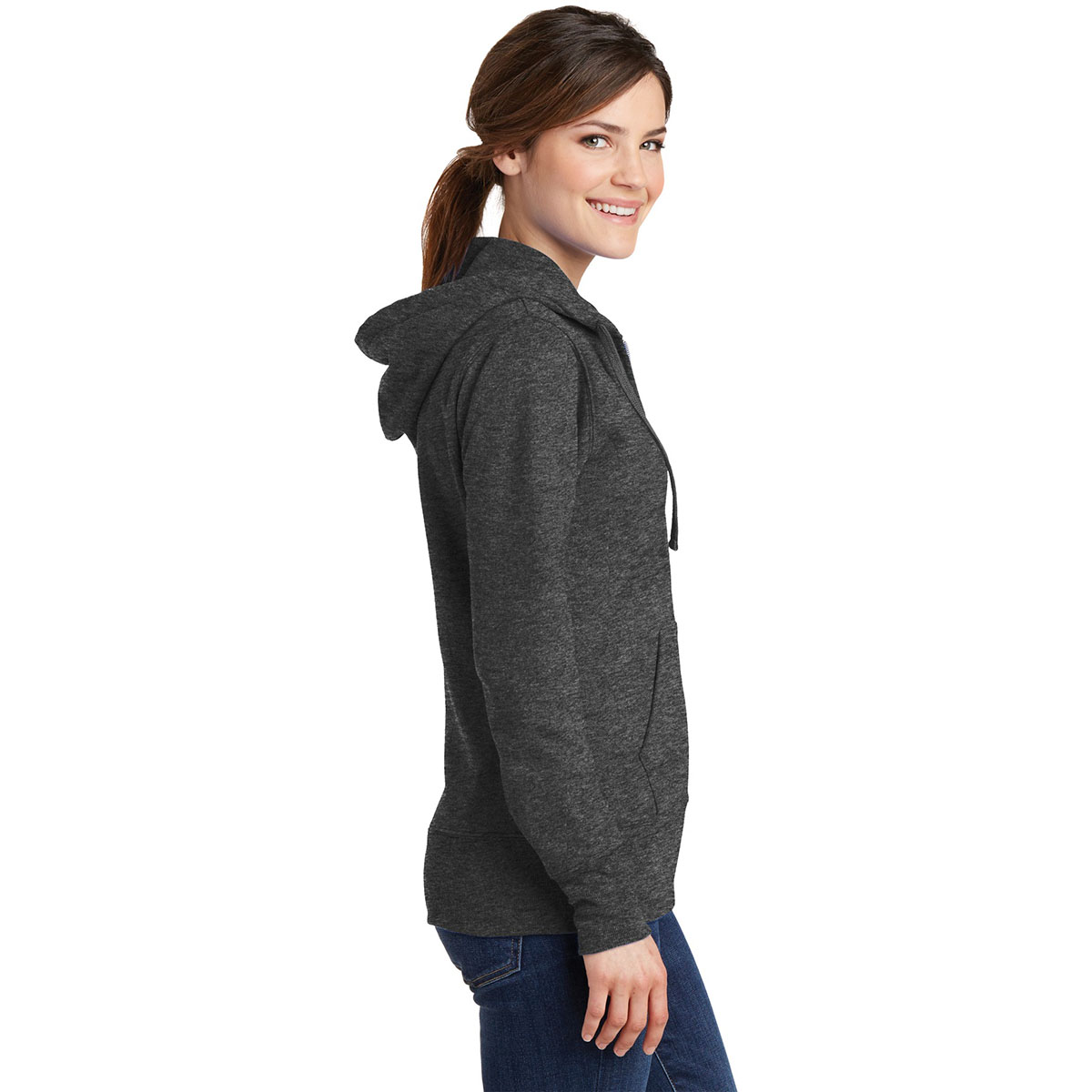 Port & Company LPC78ZH Ladies Core Fleece Full-Zip Hooded Sweatshirt ...