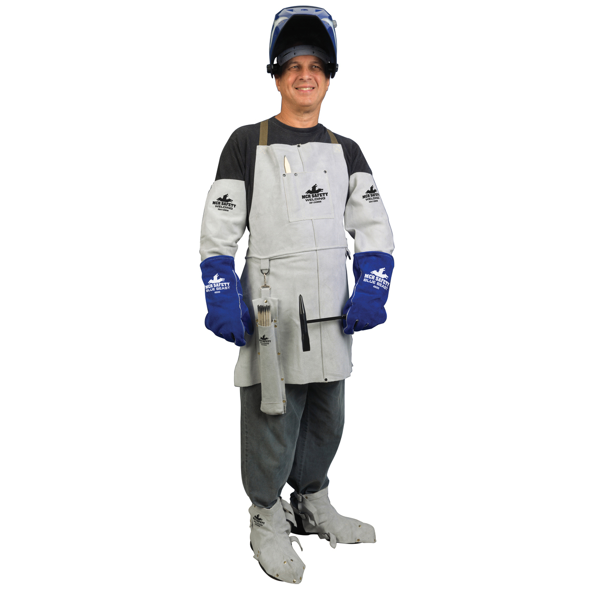 MCR Safety 38130MW Leather Welding Bib Apron 24" x 30" Full Source