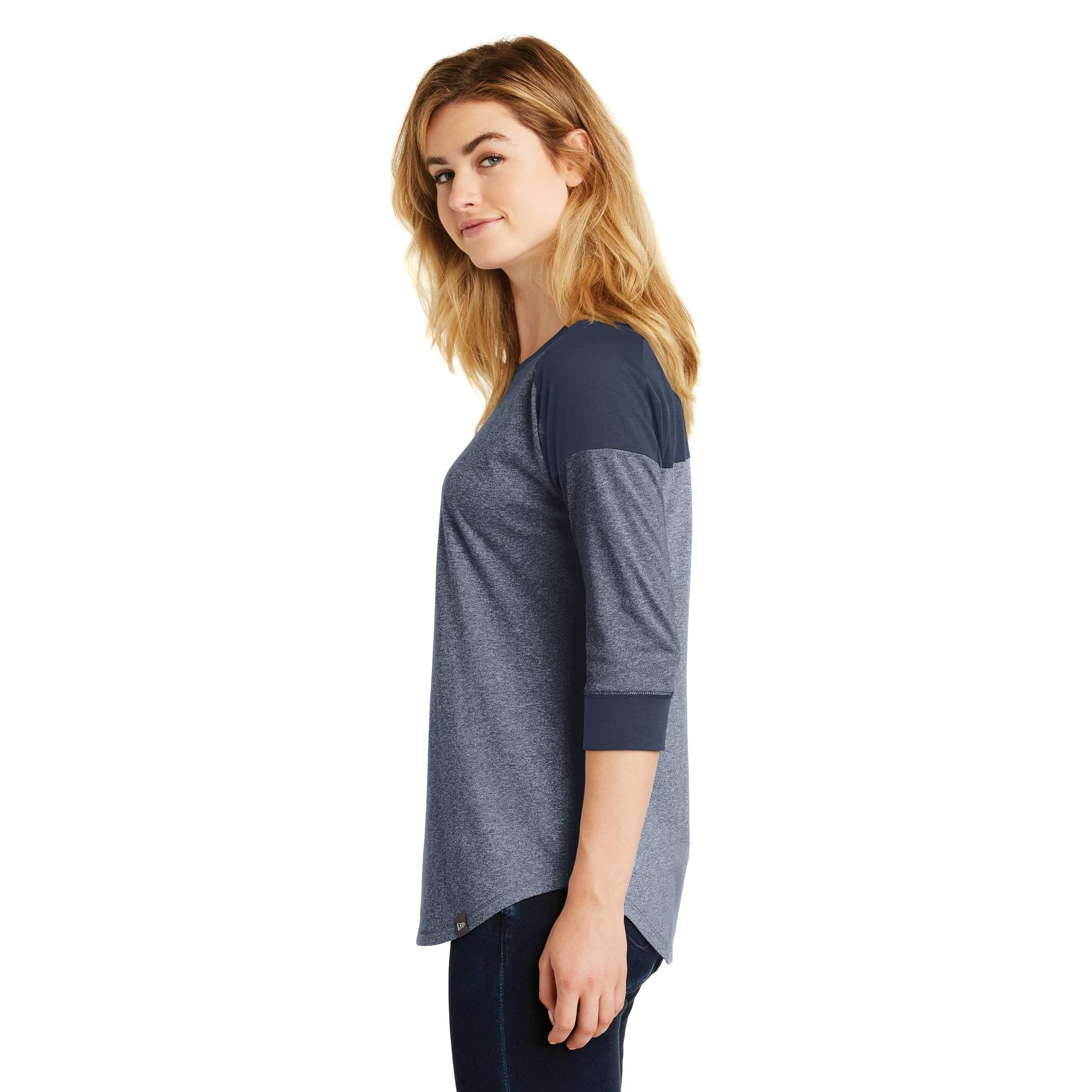 New Era Heritage Blend 3/4-Sleeve Baseball Raglan Tee. NEA104 (True Navy/True Navy Twist) S