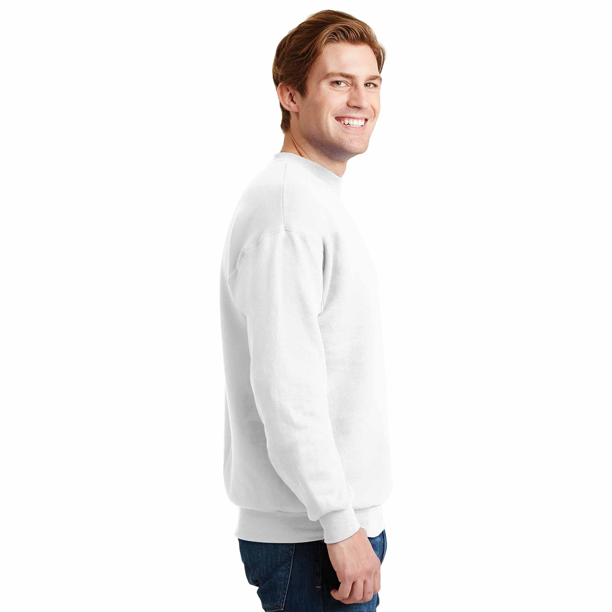 Hanes P160 EcoSmart Crewneck Sweatshirt - White | Full Source