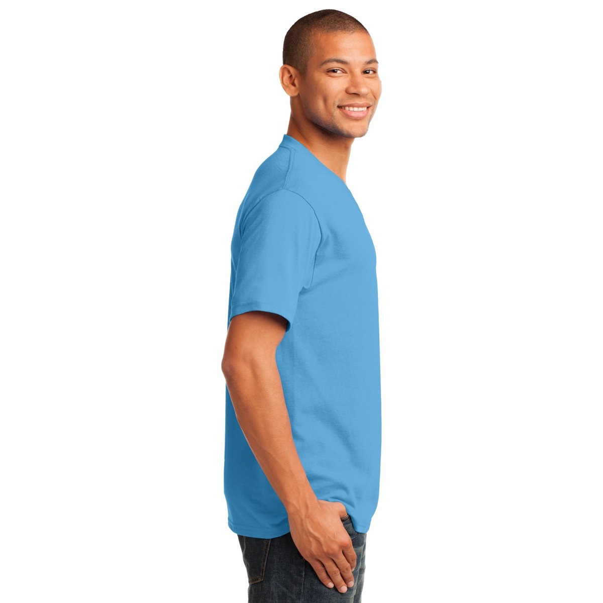 Port & Company PC54V Core Cotton V-Neck Tee - Aquatic Blue | Full Source
