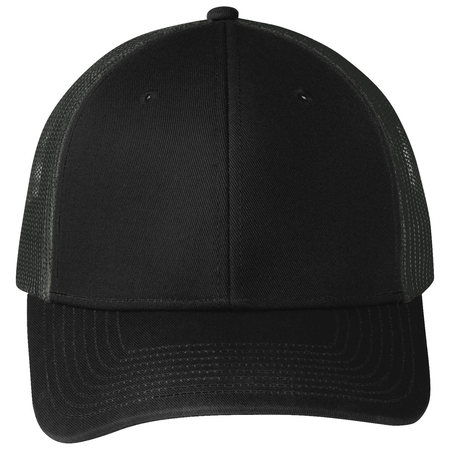 Port Authority C112 Snapback Trucker Cap - Black/Grey Steel | Full Source