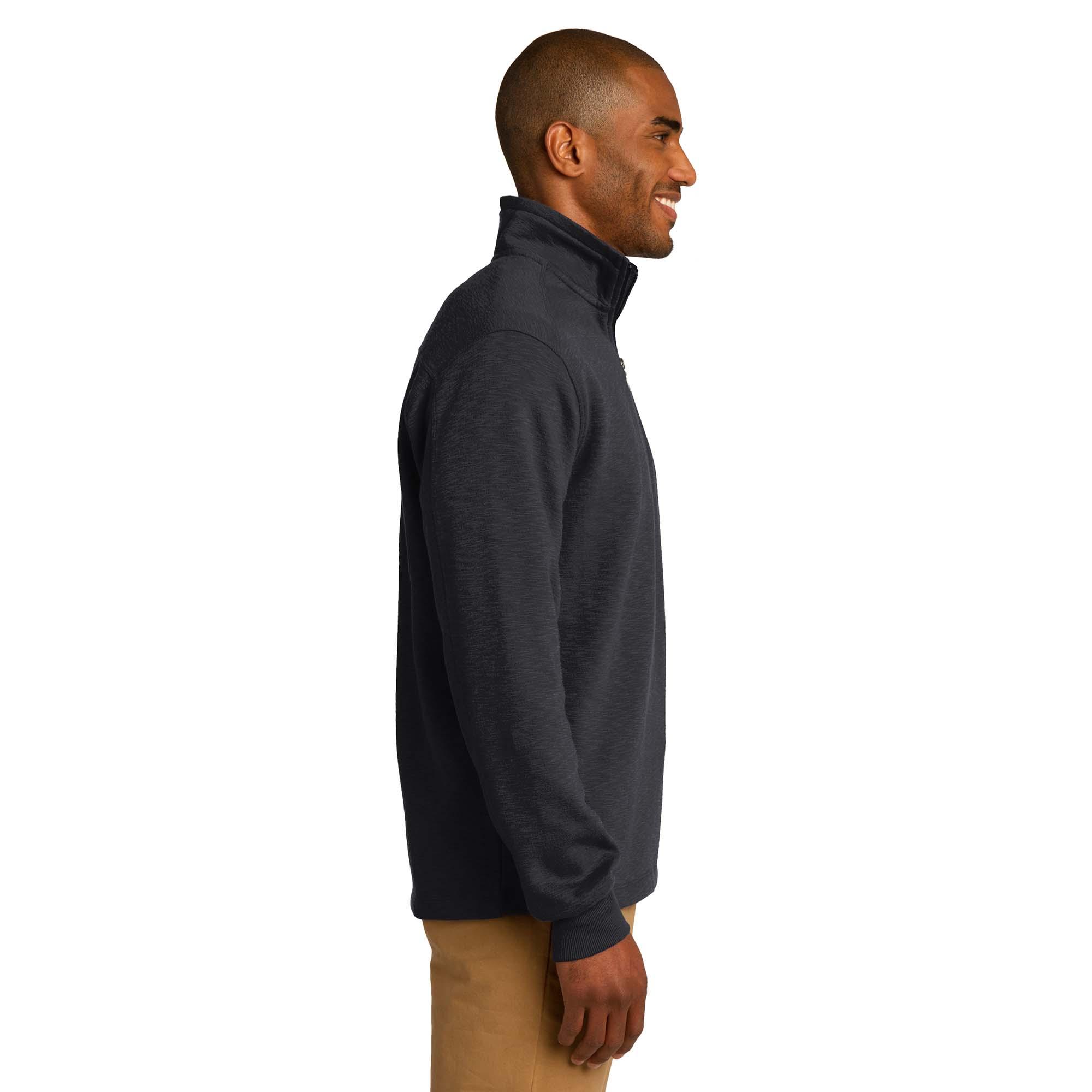 Port Authority F295 Slub Fleece 1/4-Zip Pullover - Black | Full Source