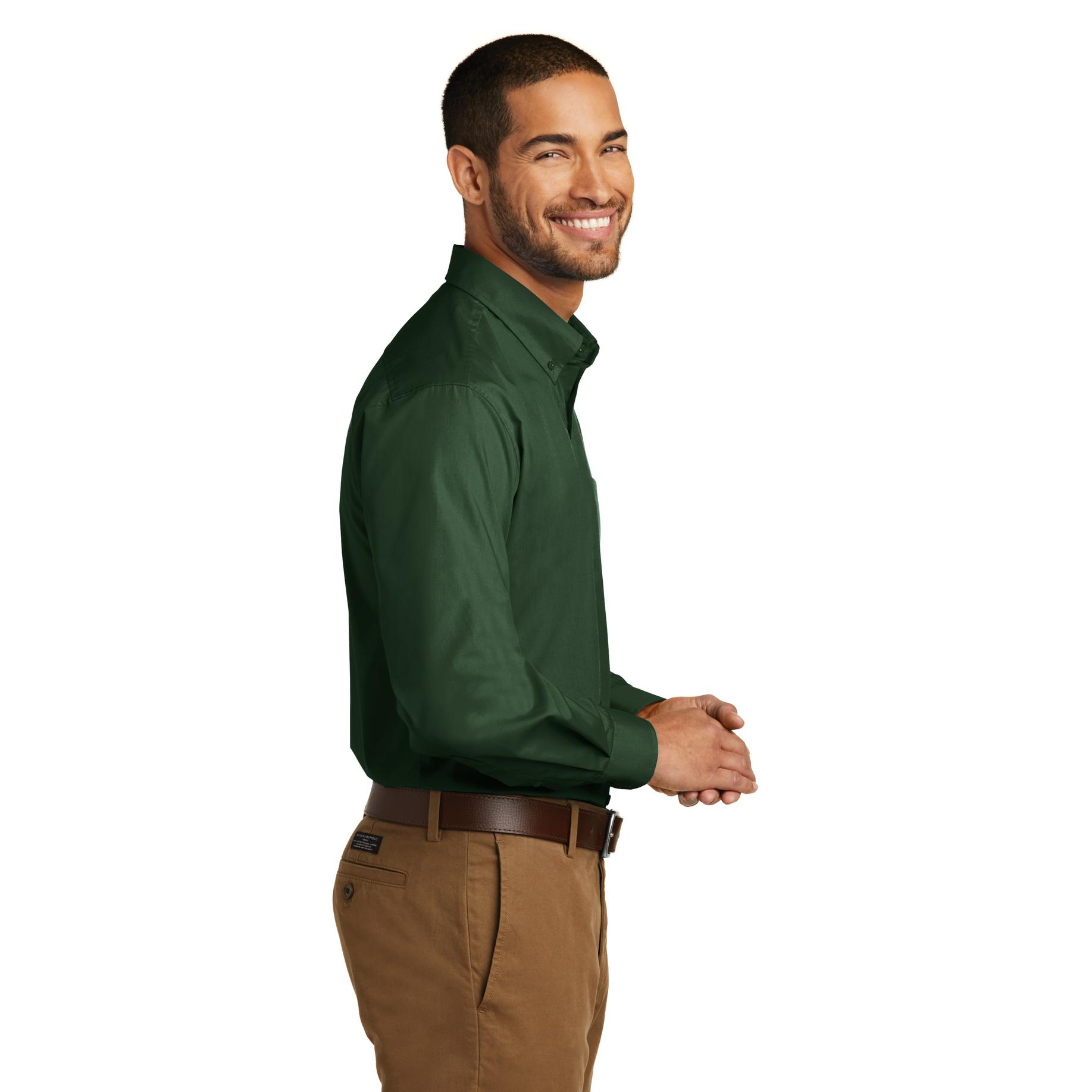 Port Authority W100 Long Sleeve Carefree Poplin Shirt - Deep