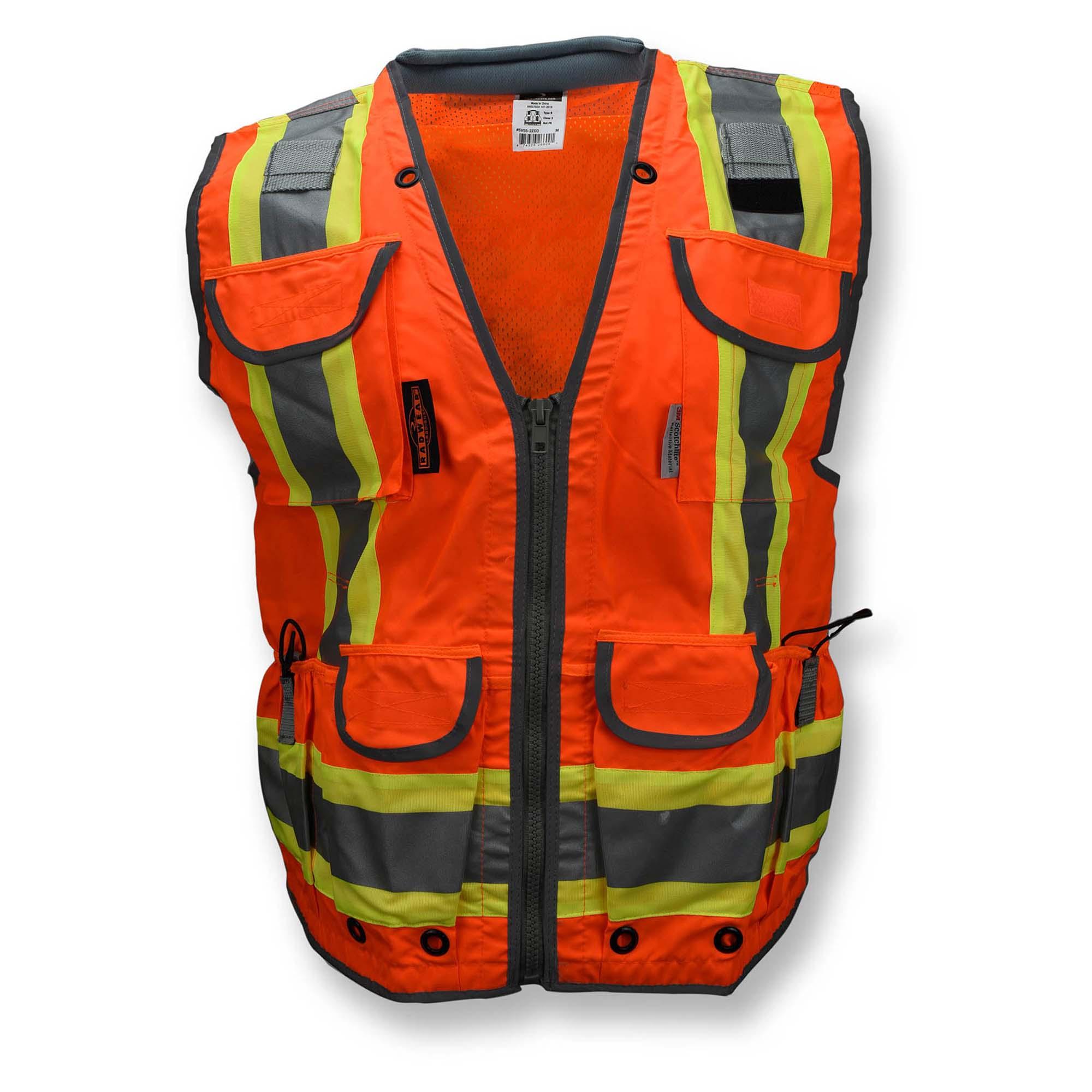 Radians SV55-2ZOD Type R Class Heavy Duty Two-Tone Engineer Safety Vest  Orange Full Source