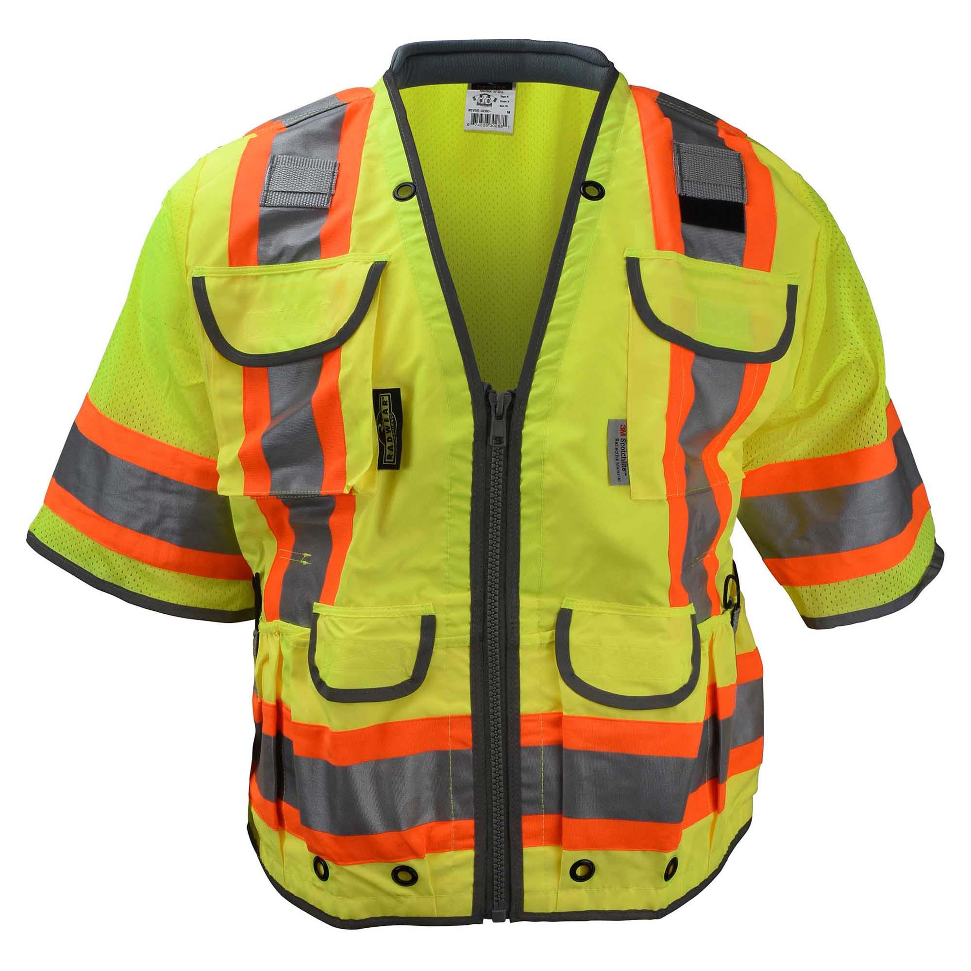 Radians SV55-3ZGD Type R Class Heavy Duty Two-Tone Engineer Safety Vest  Yellow/Lime Full Source