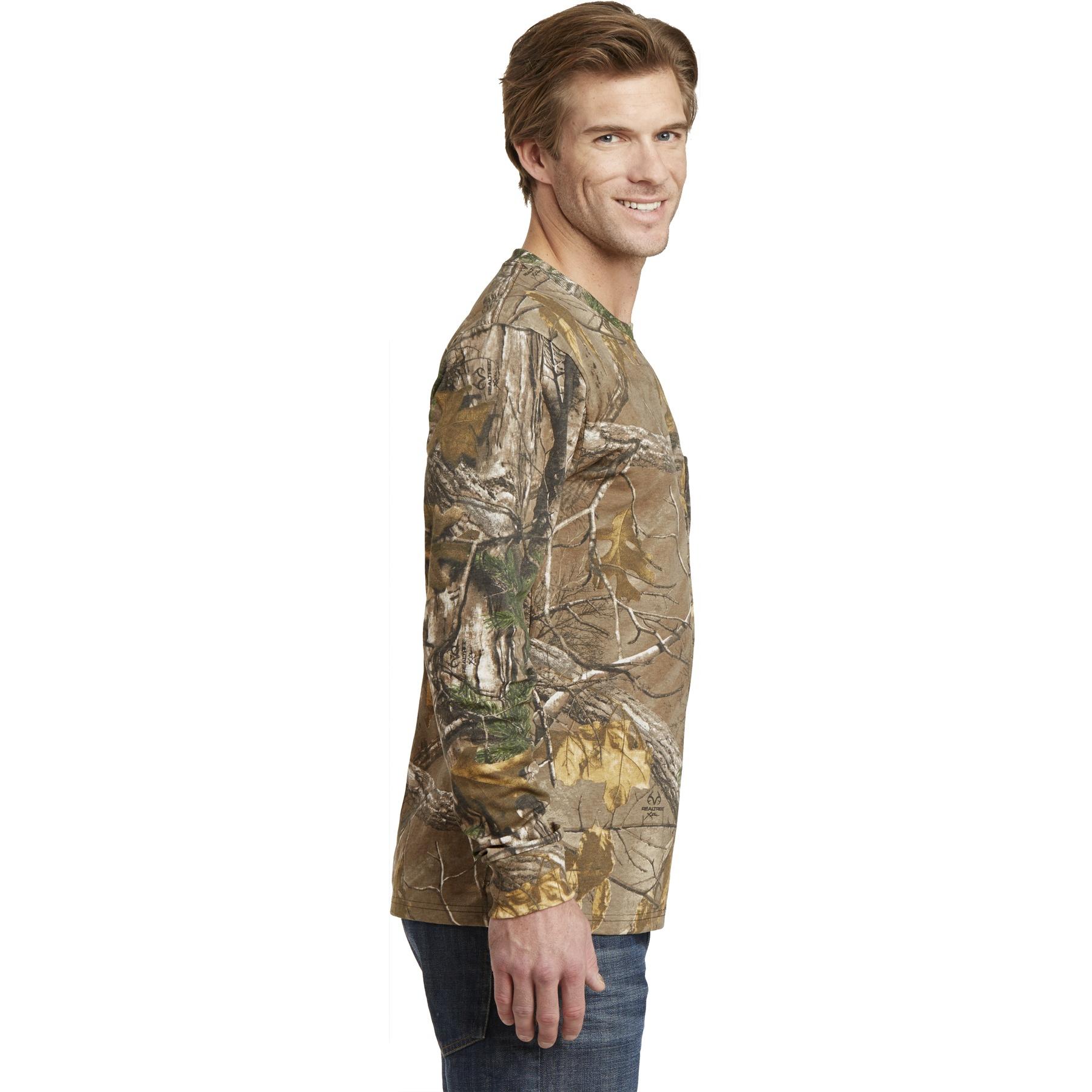 Russell Outdoors Realtree Long Sleeve Explorer 100% Cotton T-Shirt with Pocket - S020R - Realtree Xtra, S
