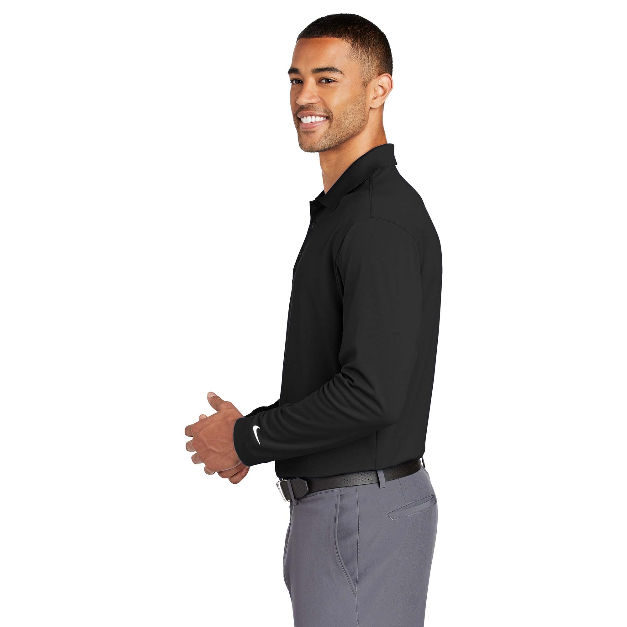 Nike 466364 Long Sleeve Dri-FIT Stretch Tech Polo - Black