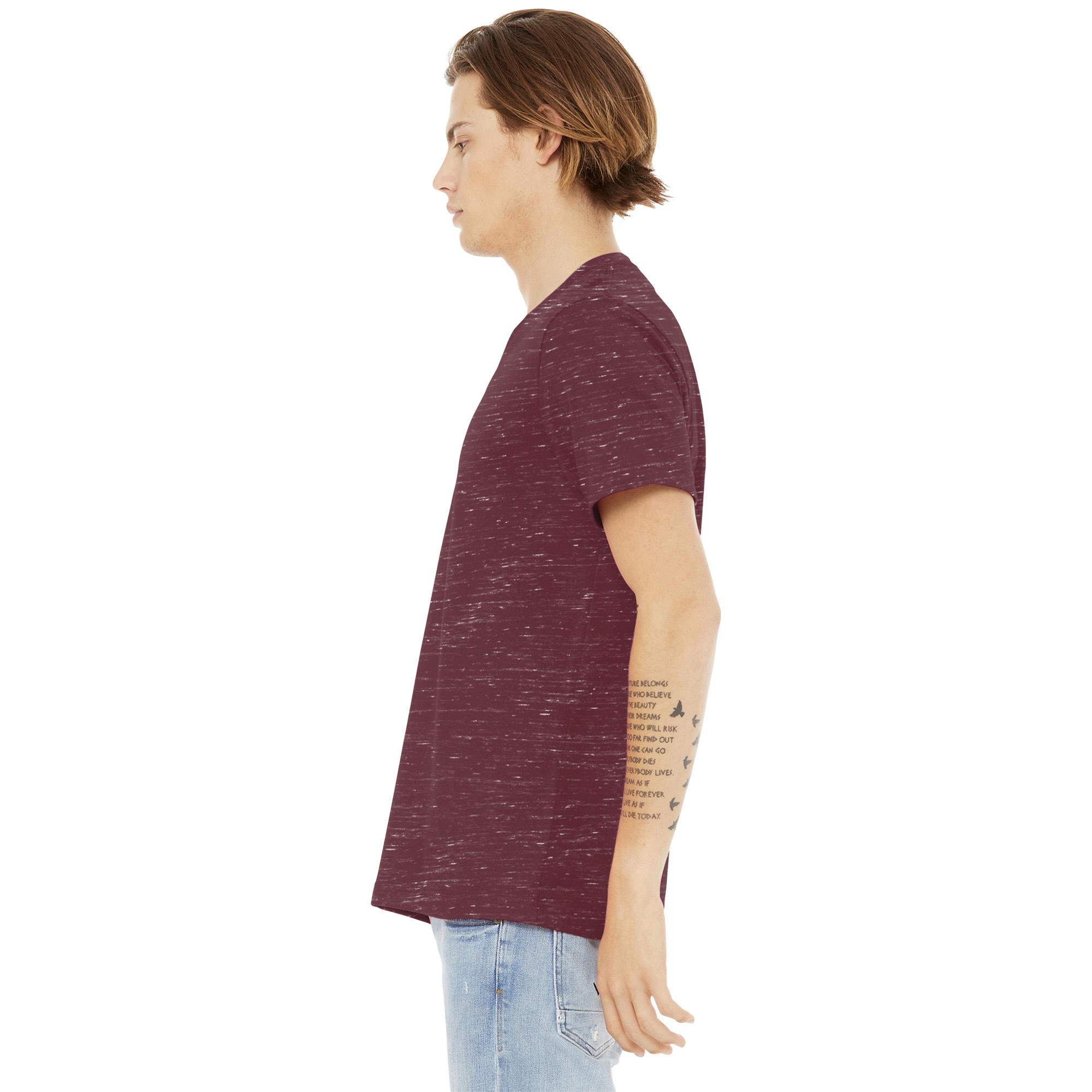 Bella + Canvas BC3655 Unisex Textured Jersey V-Neck Tee - Maroon Marble ...