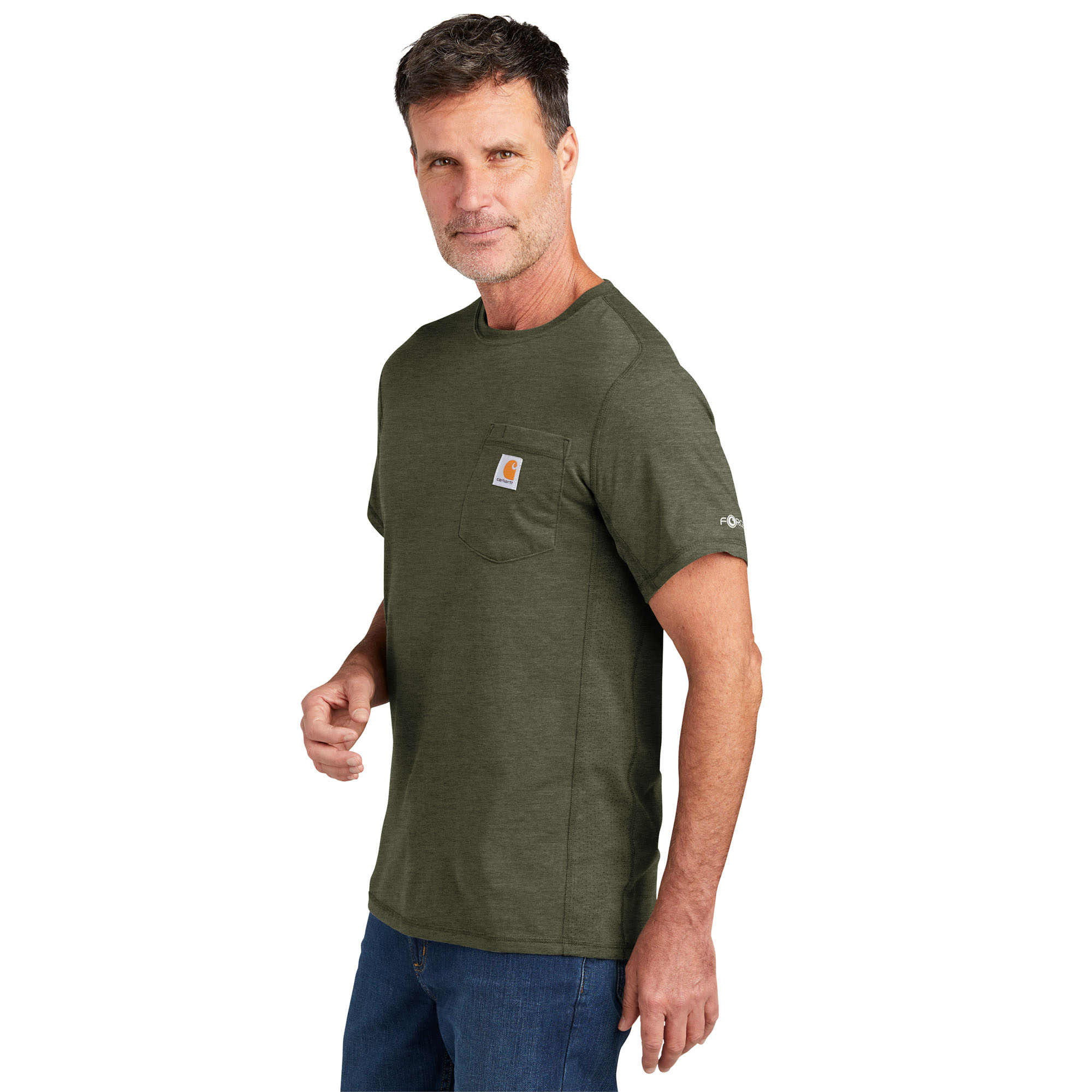 Carhartt 104616 Force Short Sleeve Pocket T-Shirt - Basil Heather ...