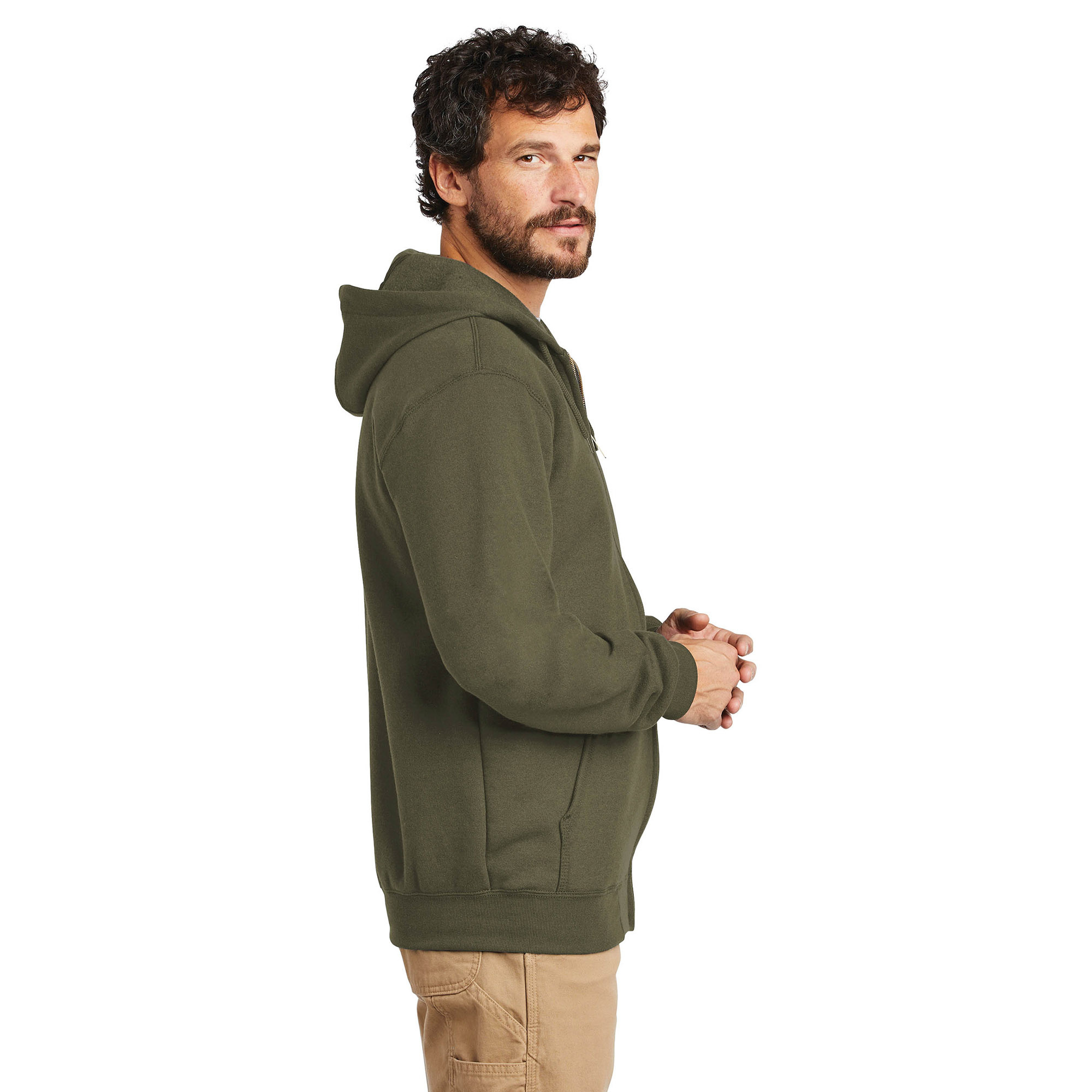 Carhartt K122 Midweight Hooded Zip-Front Sweatshirt - Moss | Full