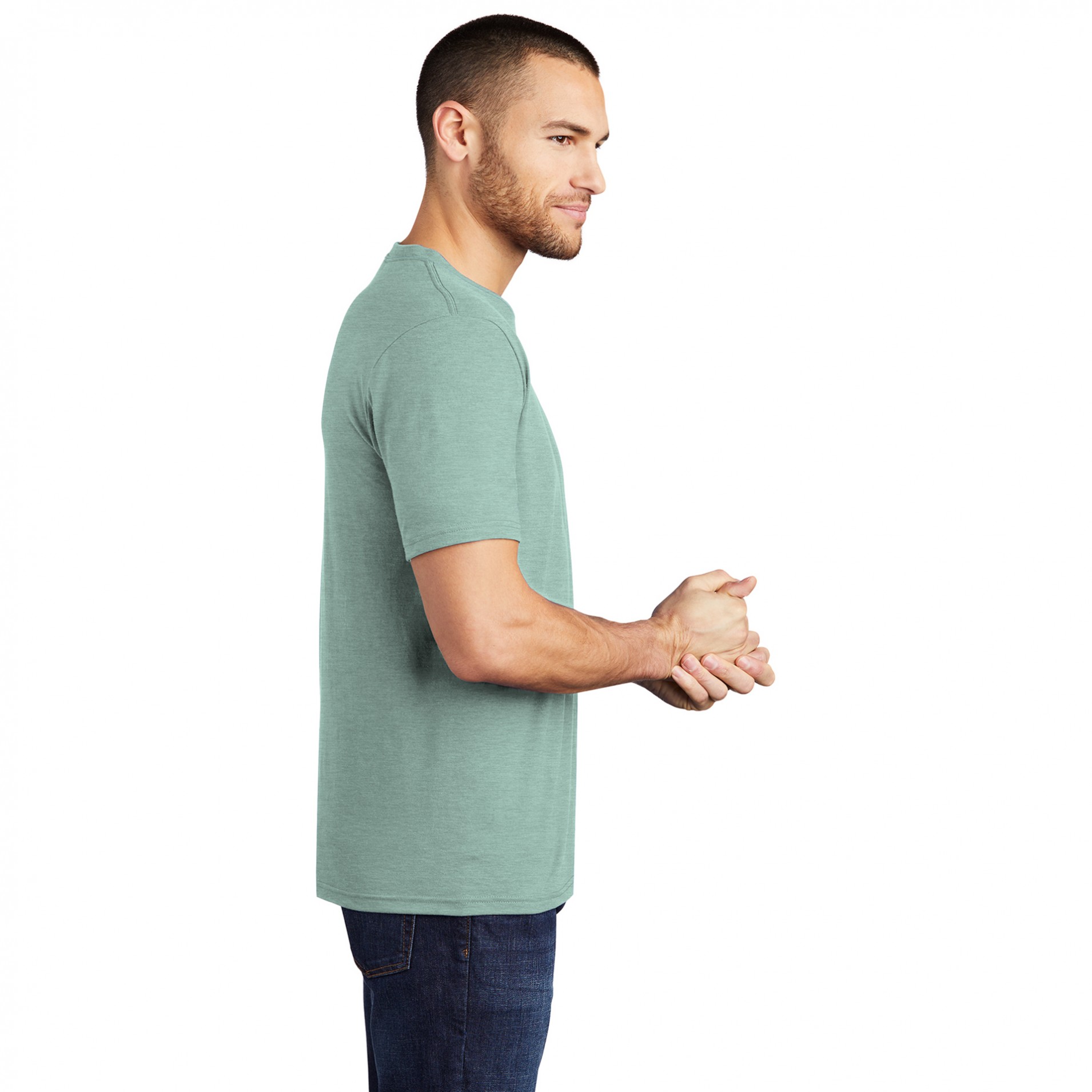 District DM130 Perfect Tri Crew Tee - Heathered Dusty Sage | Full Source