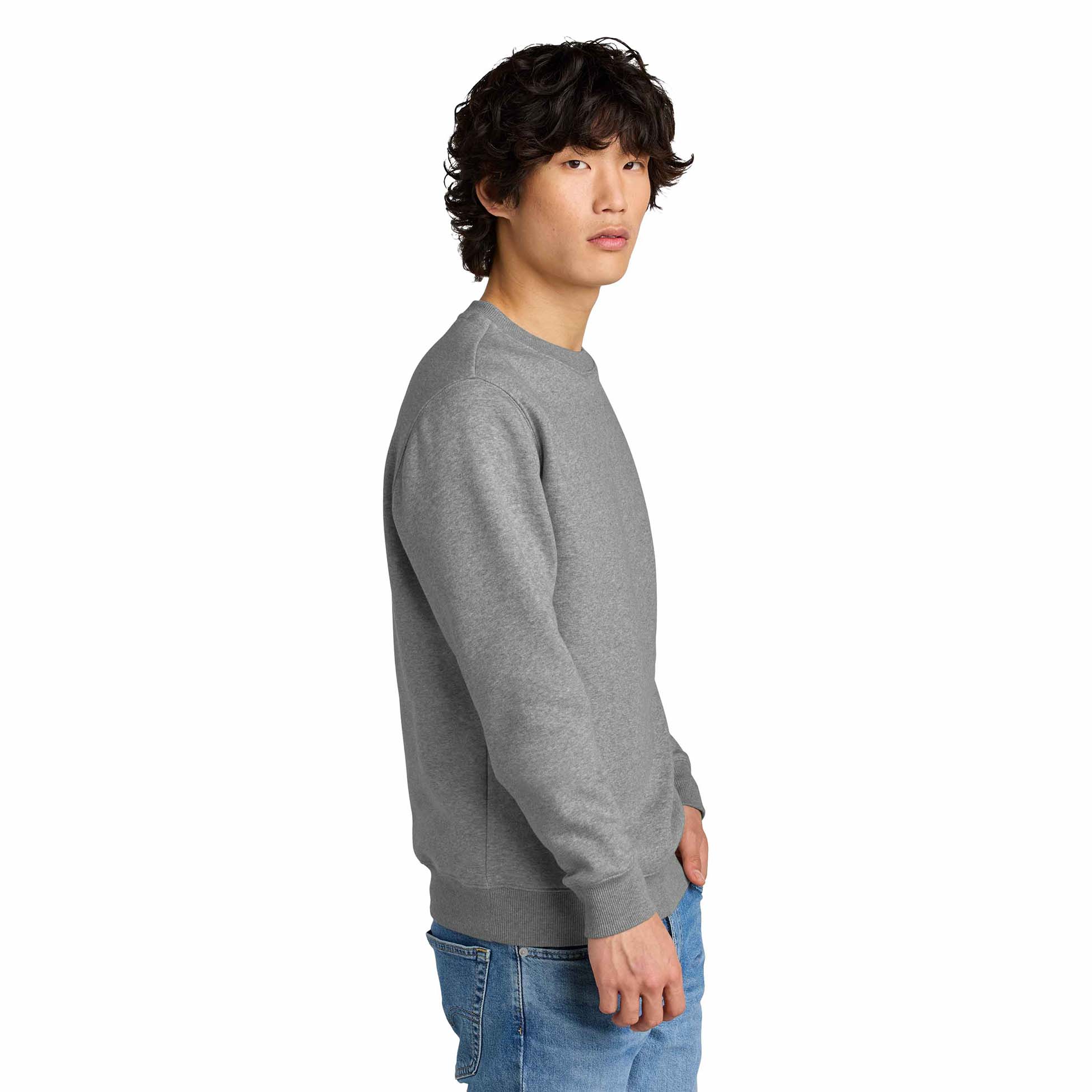 District DT1106 Perfect Weight Fleece Crew - Heathered Steel