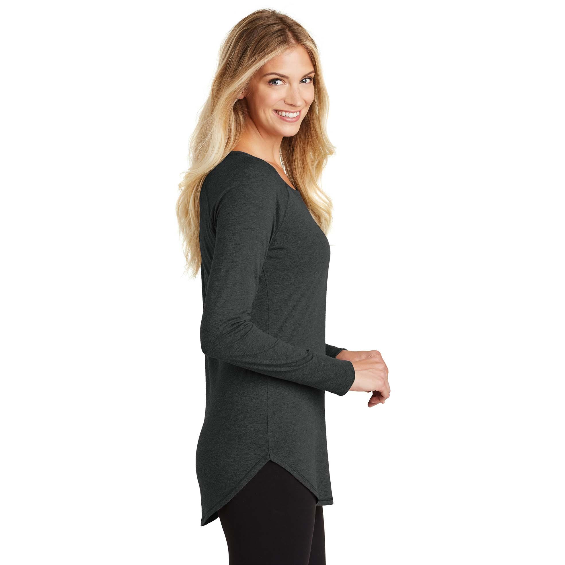 District DT132L Women's Perfect Tri Long Sleeve Tunic Tee - Black Frost ...