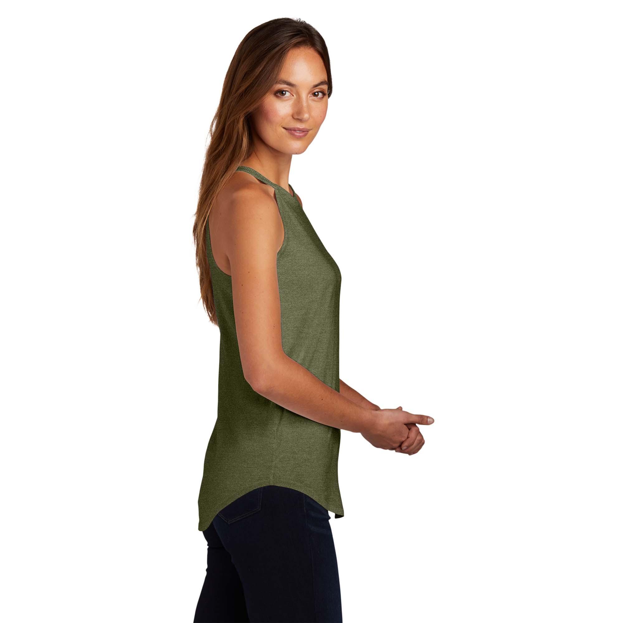 District DT137L Women's Perfect Tri Rocker Tank - Military Green