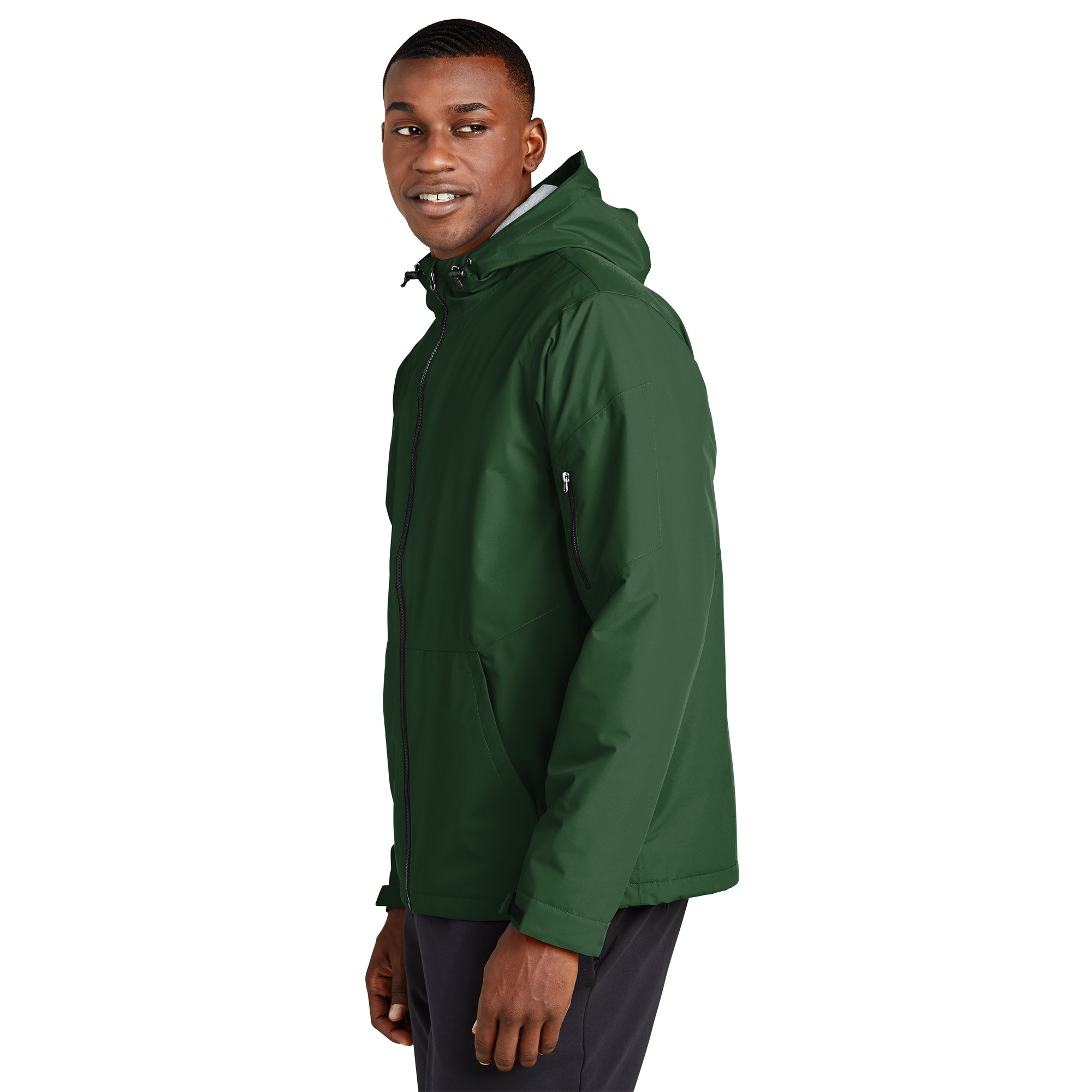 Sport-Tek JST56 Waterproof Insulated Jacket - Forest Green | Full