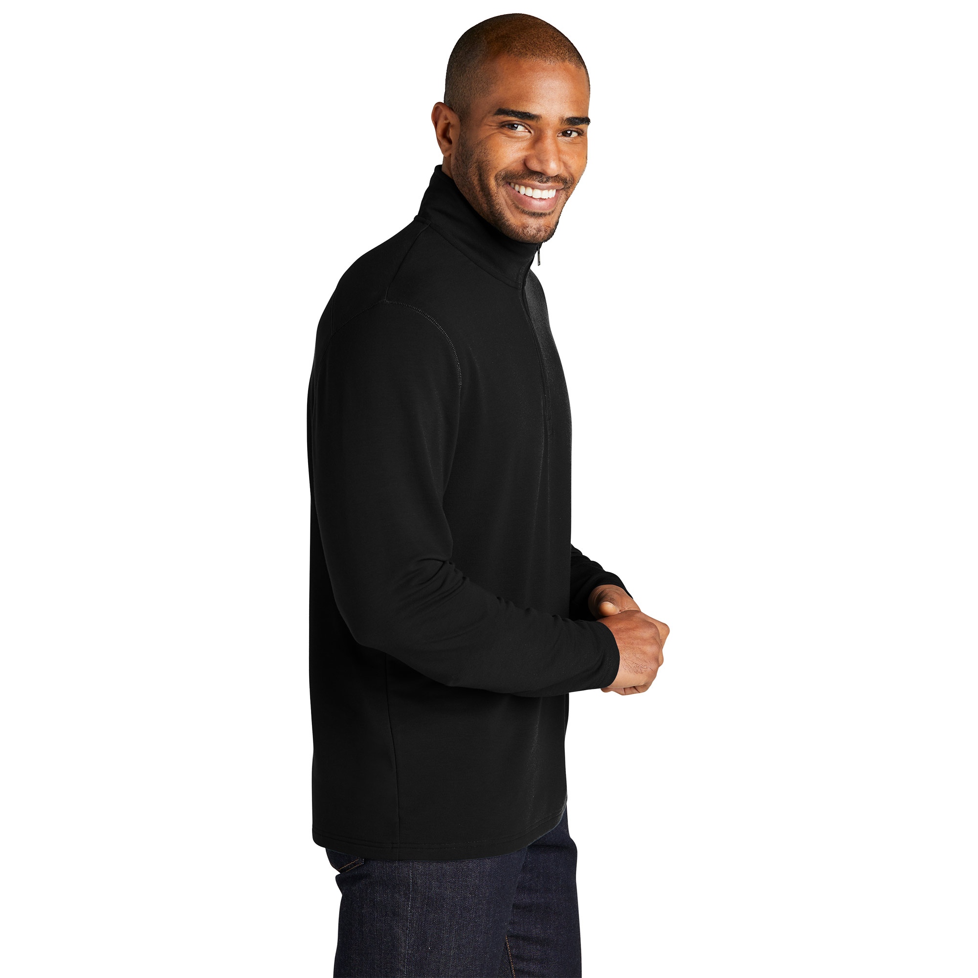 Port Authority K825 Microterry 1/4-Zip Pullover - Deep Black