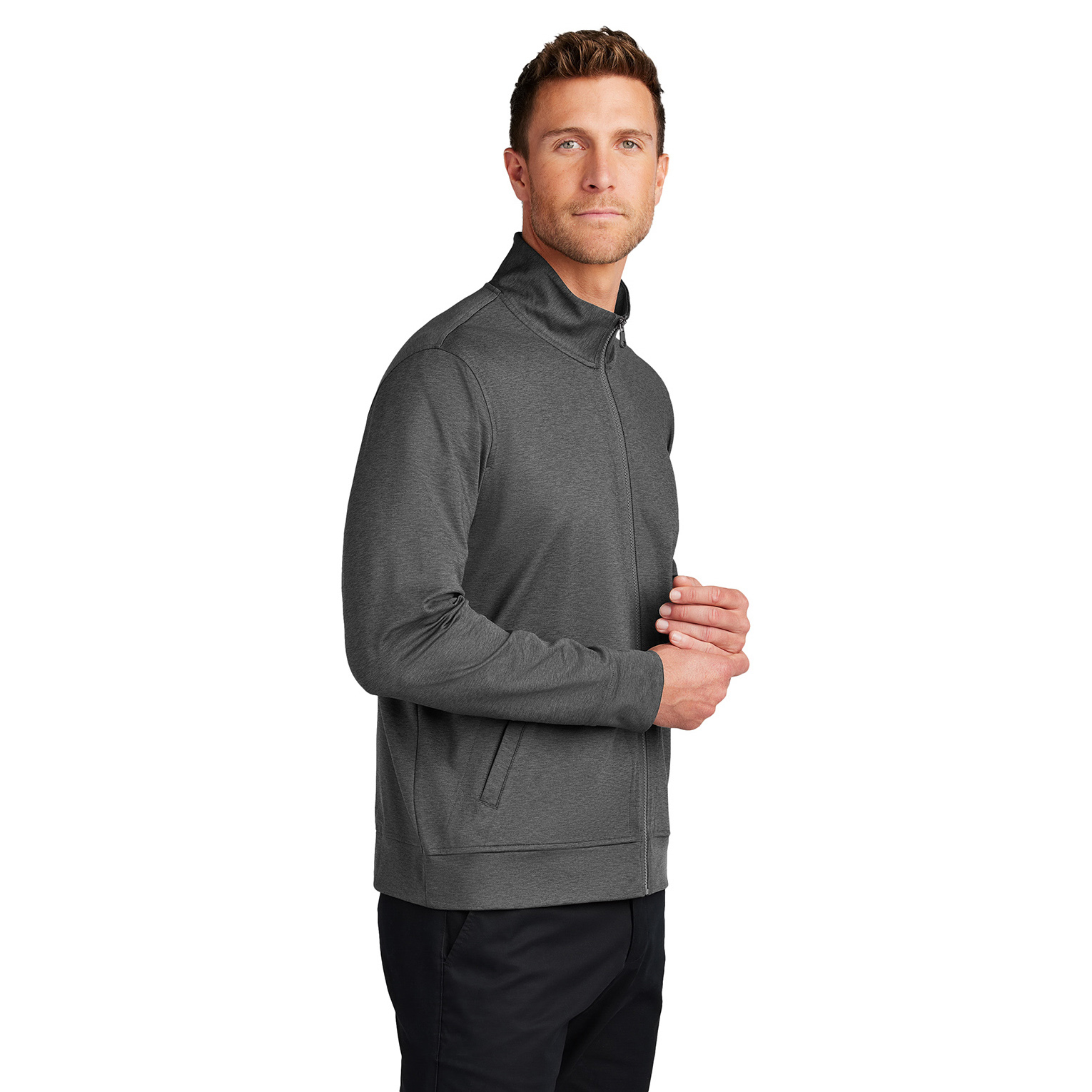 Port Authority K881 C-FREE Double Knit Full-Zip - Grey Steel Heather ...