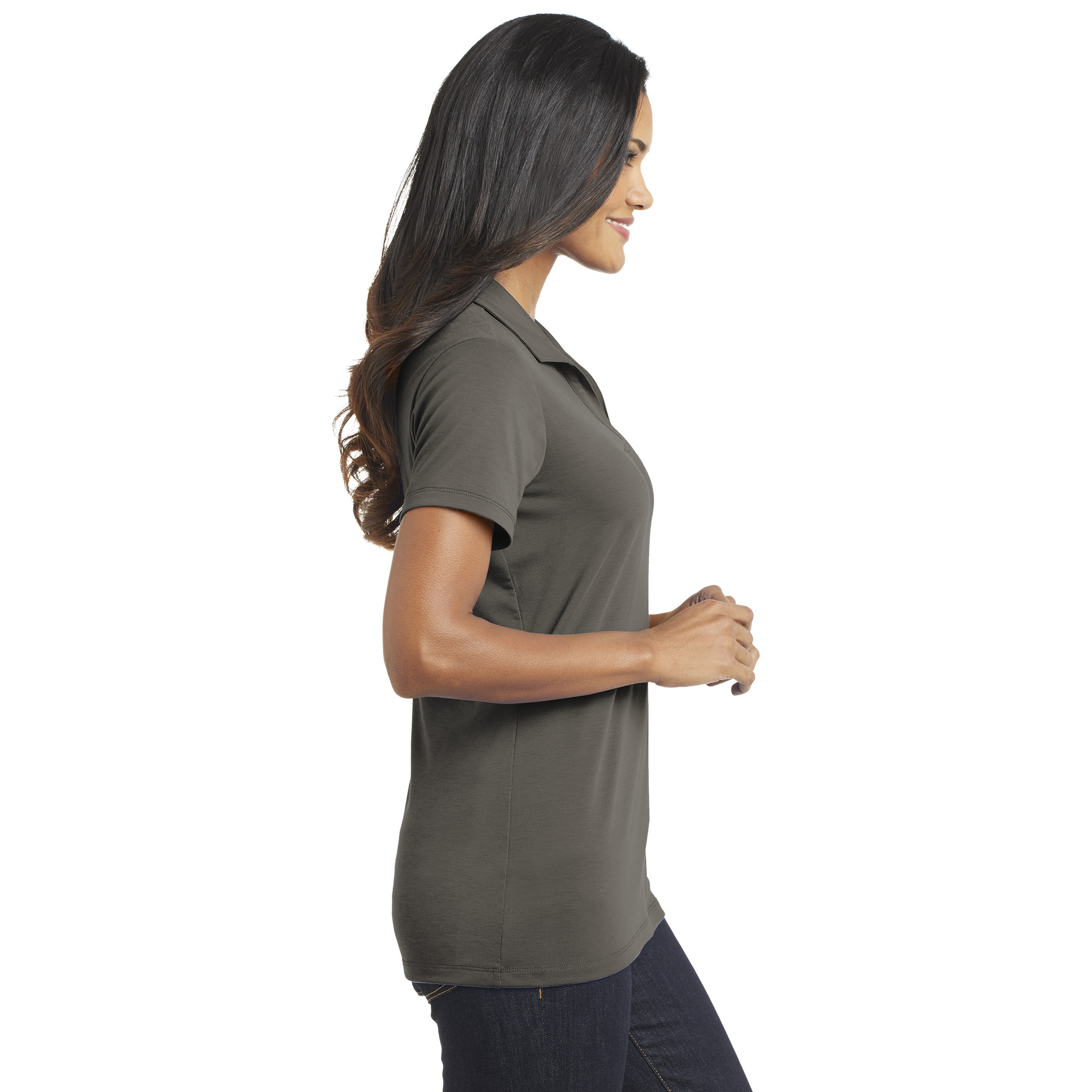 Port Authority L568 Ladies Cotton Touch Performance Polo Grey Smoke