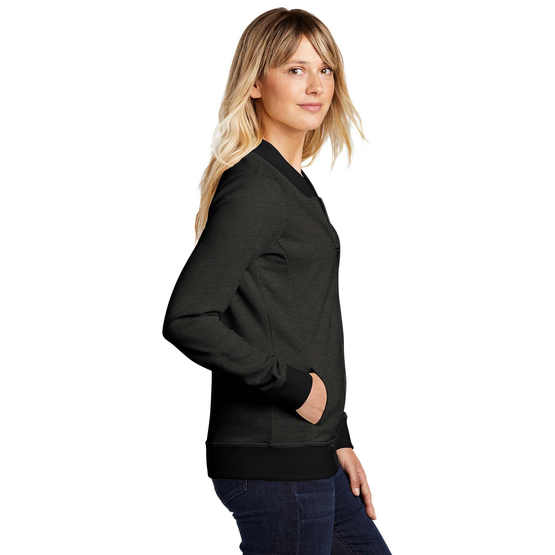 Sport-Tek LST274 Ladies Lightweight French Terry Bomber - Heather Black ...