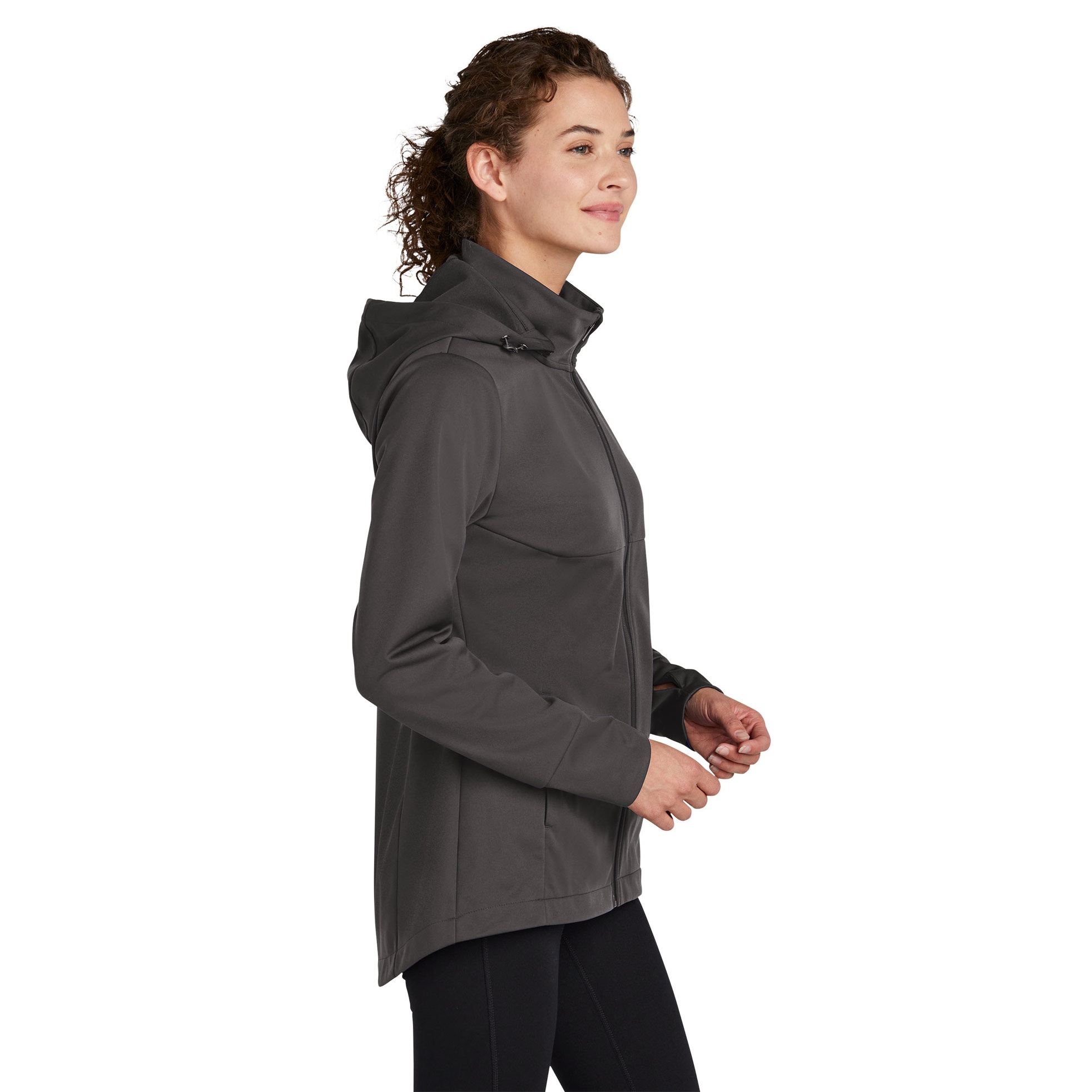 Sport-Tek LST980 Ladies Hooded Soft Shell Jacket Graphite Full