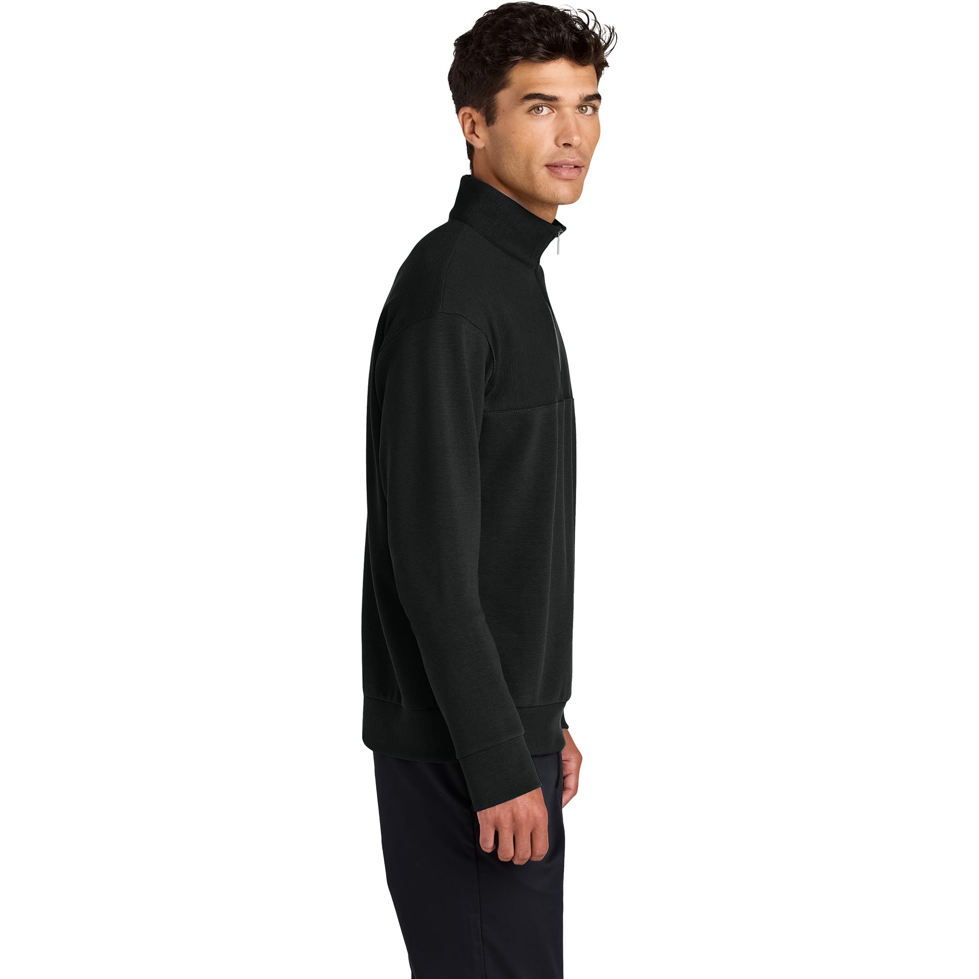 Mercer+Mettle MM3040 Linear Texture 1/4-Zip - Deep Black | Full Source
