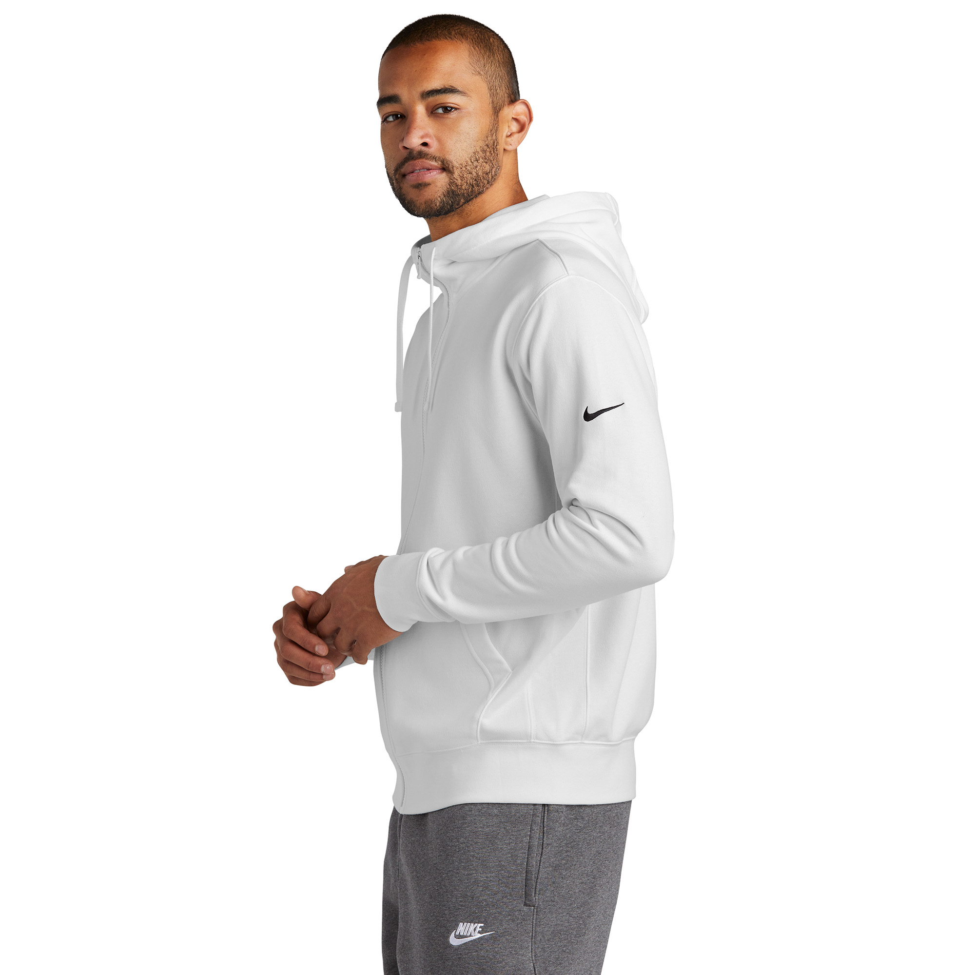 Nike Club Fleece Sleeve Swoosh Full-Zip Hoodie-STR - NKDR151