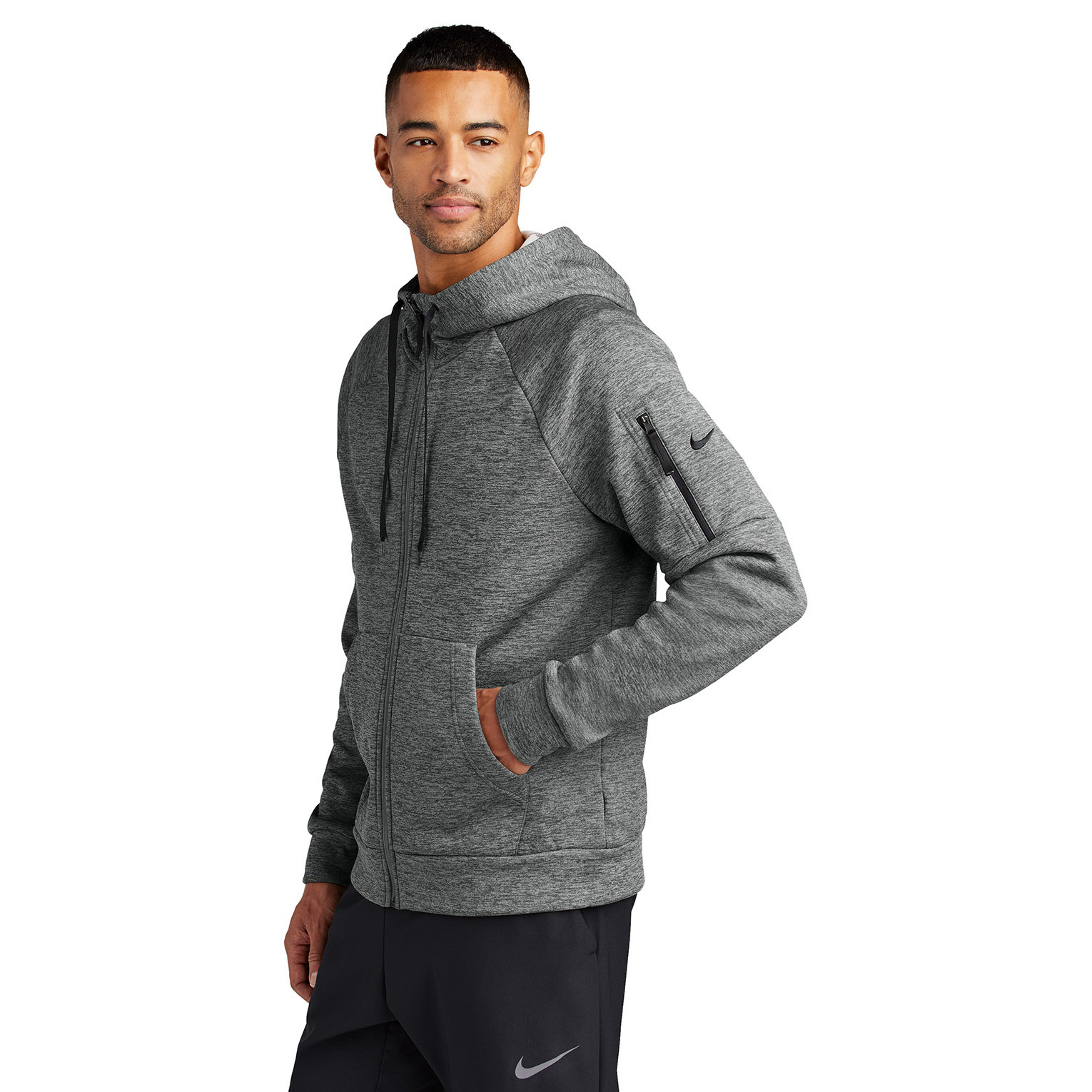 Nike NKFD9859 Therma-FIT Pocket Full-Zip Fleece Hoodie - Charcoal