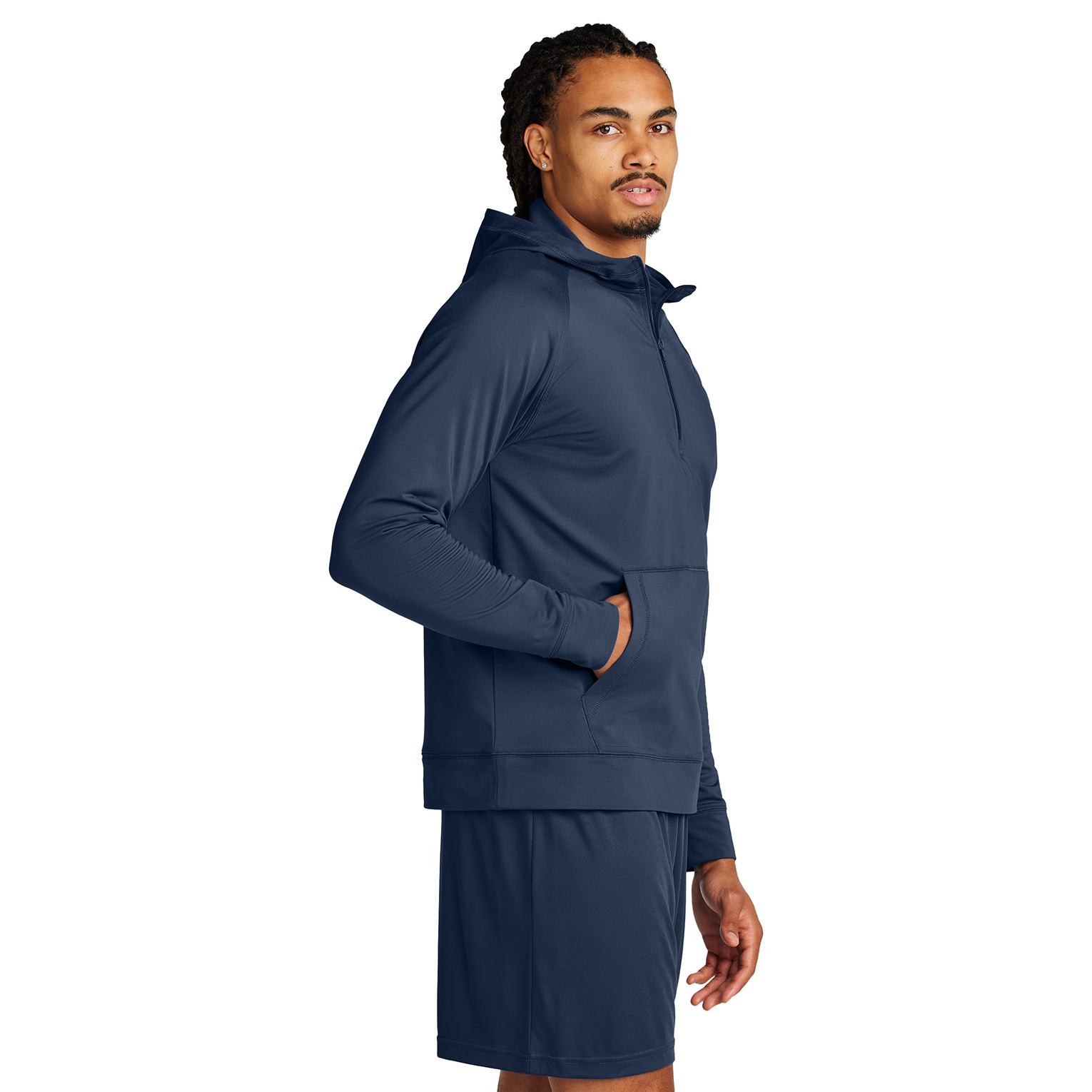 Sport-Tek ST856 Sport-Wick Stretch 1/2-Zip Hoodie - True Navy