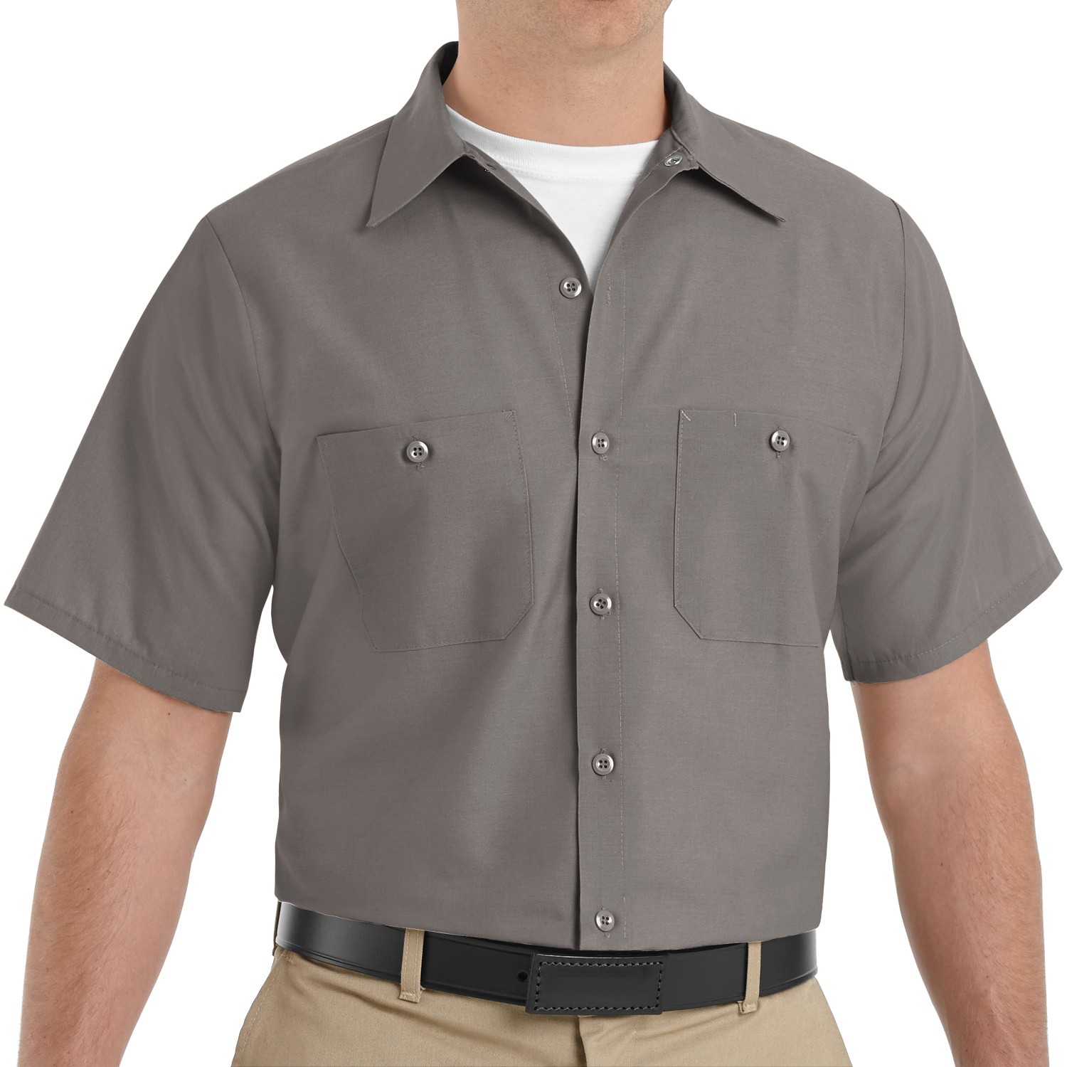 Red Kap SP24 Men's Industrial Work Shirt - Short Sleeve - Grey